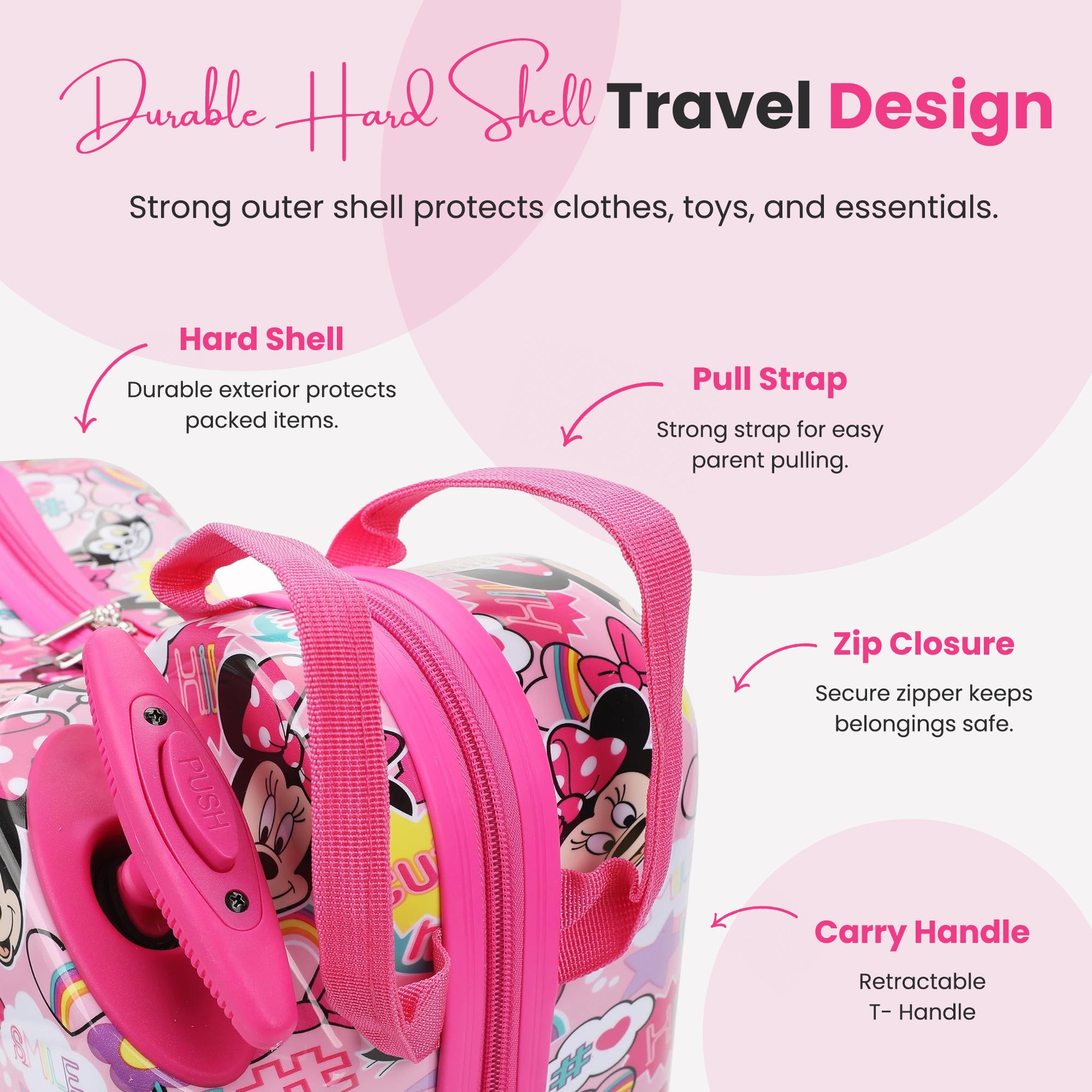 Minnie Mouse Ride-On 18" Suitcase For Kids & Toddlers