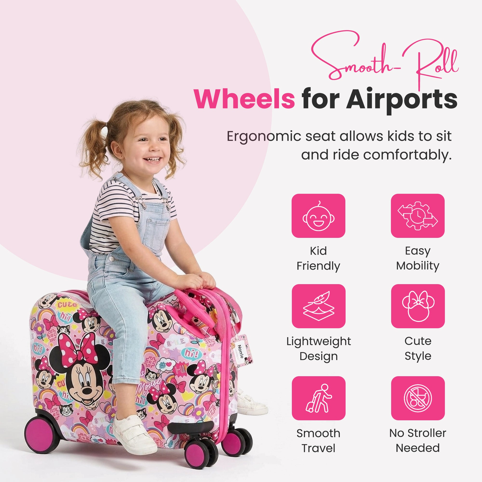 Minnie Mouse Ride-On 18" Suitcase For Kids & Toddlers
