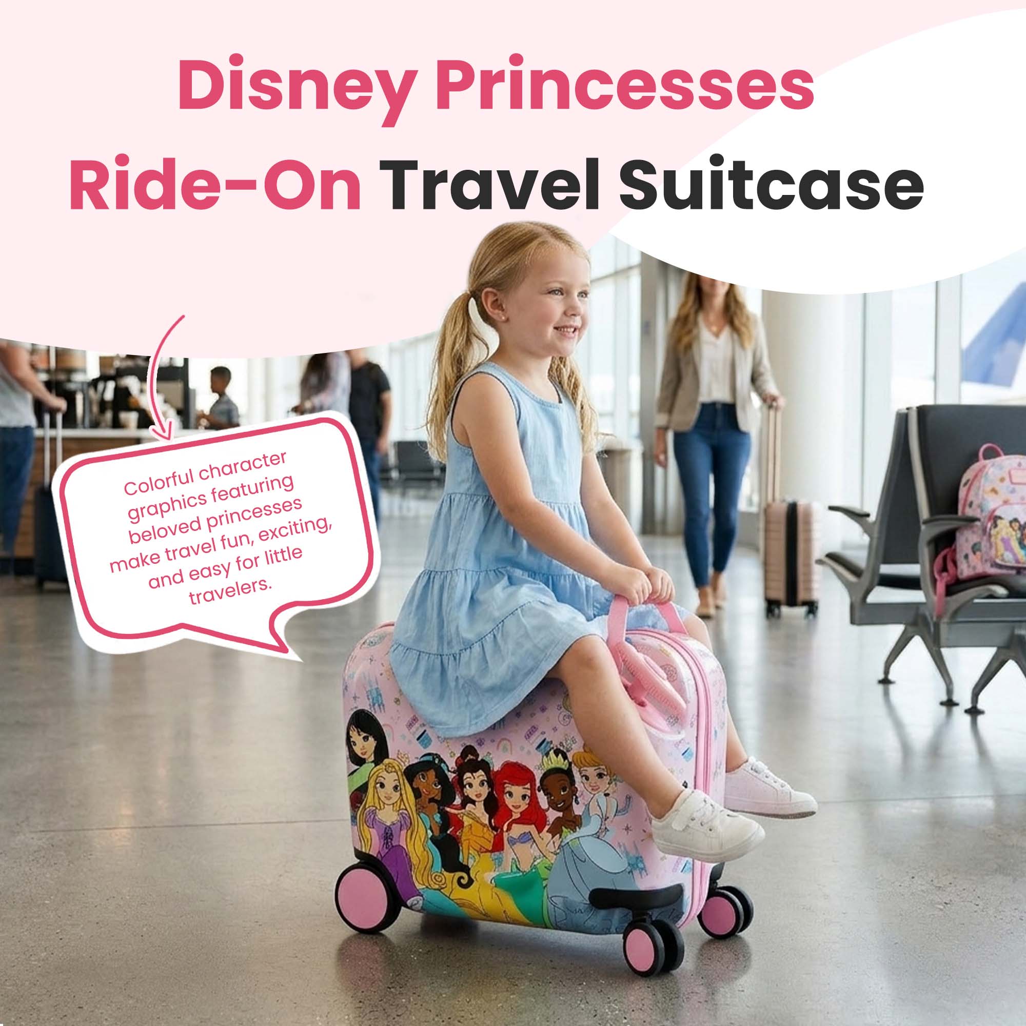 Disney Princesses Ride-On 18" Suitcase For Kids & Toddlers