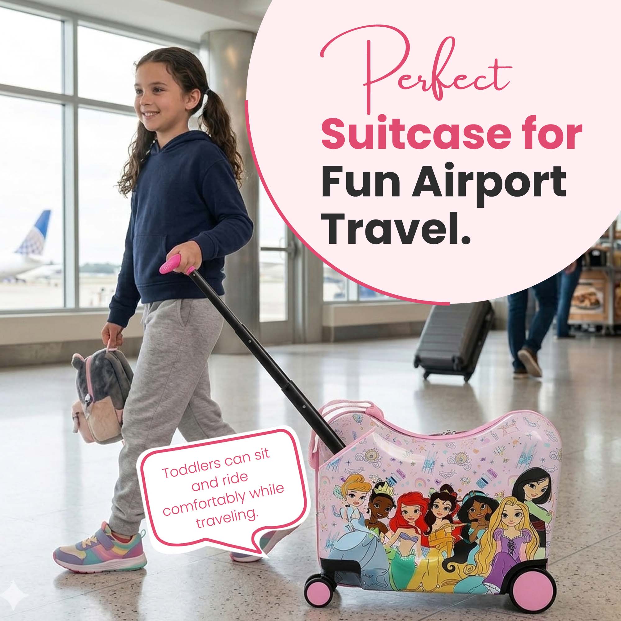 Disney Princesses Ride-On 18" Suitcase For Kids & Toddlers
