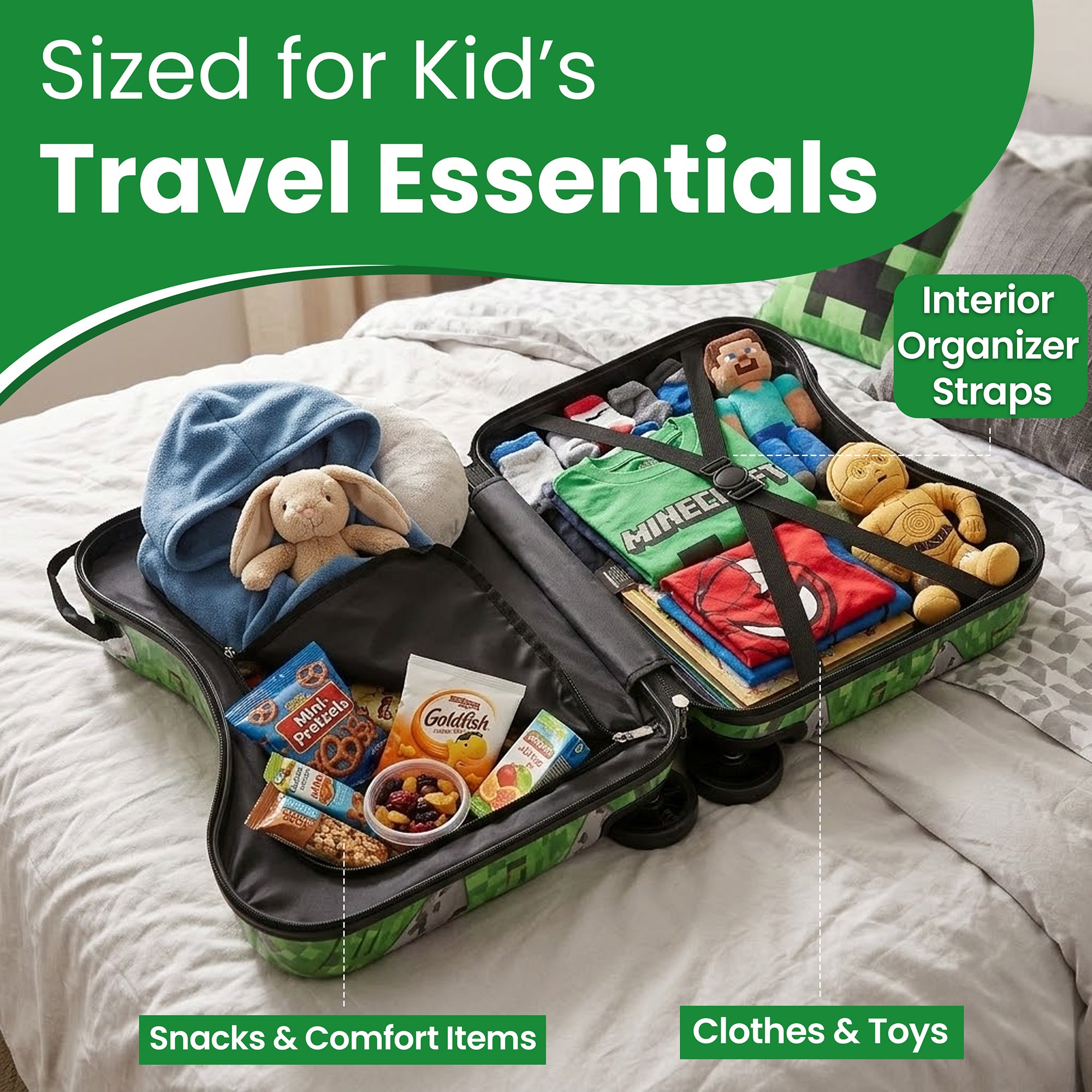 Minecraft Steve & Alex Green 15" Ride-On Luggage