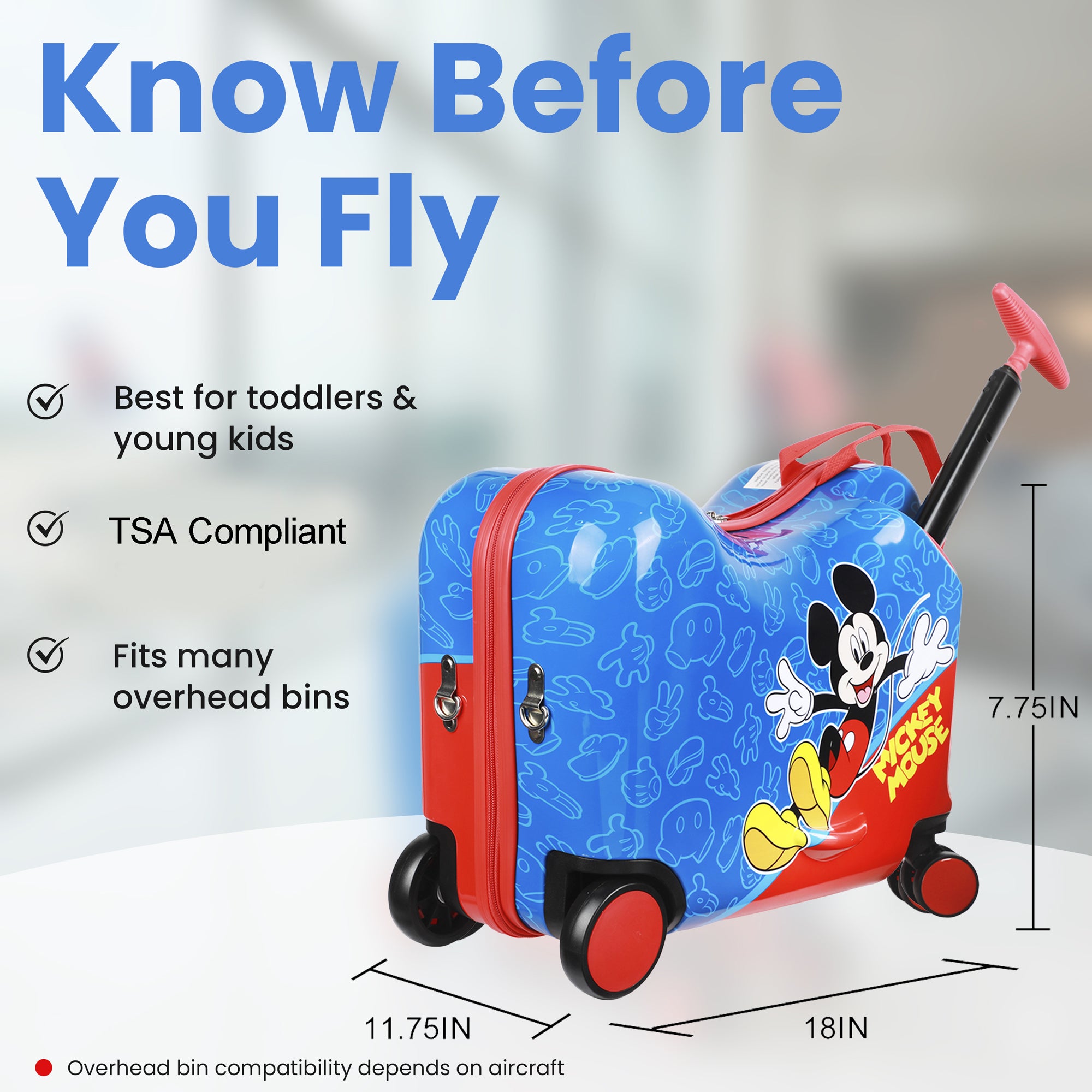 Disney Mickey Mouse 18" Toddler Ride-On Luggage