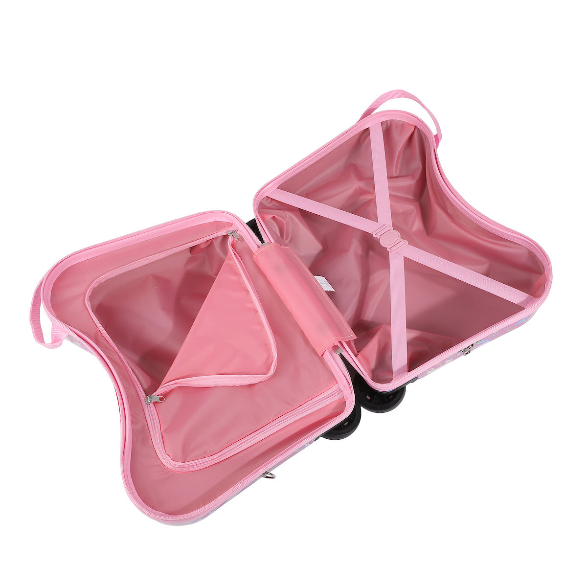 Viggio Pink Rainbows And Unicorns Ride-On 18” Suitcase For Kids & Toddlers