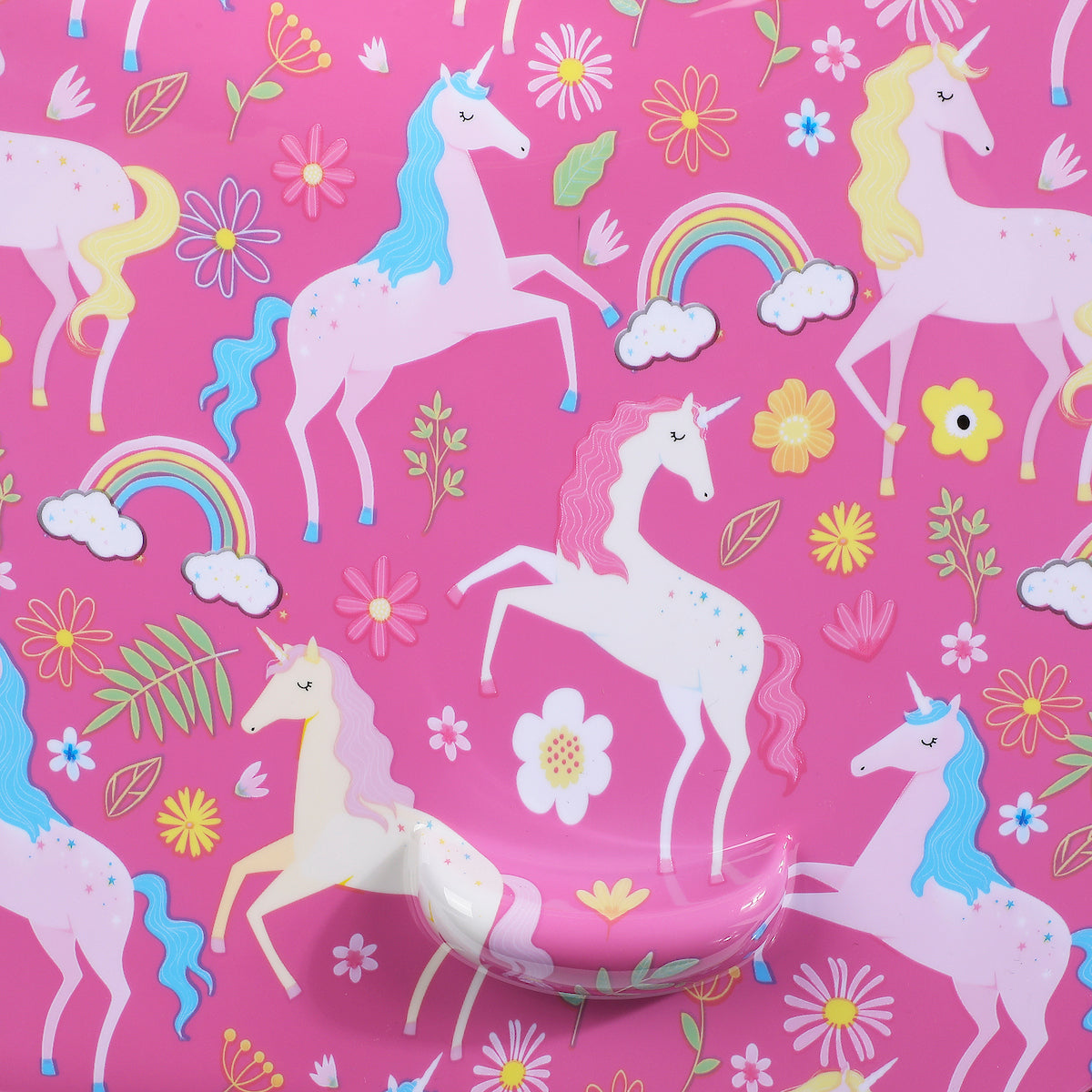 Viggio Pink Rainbows And Unicorns Ride-On 18” Suitcase For Kids & Toddlers