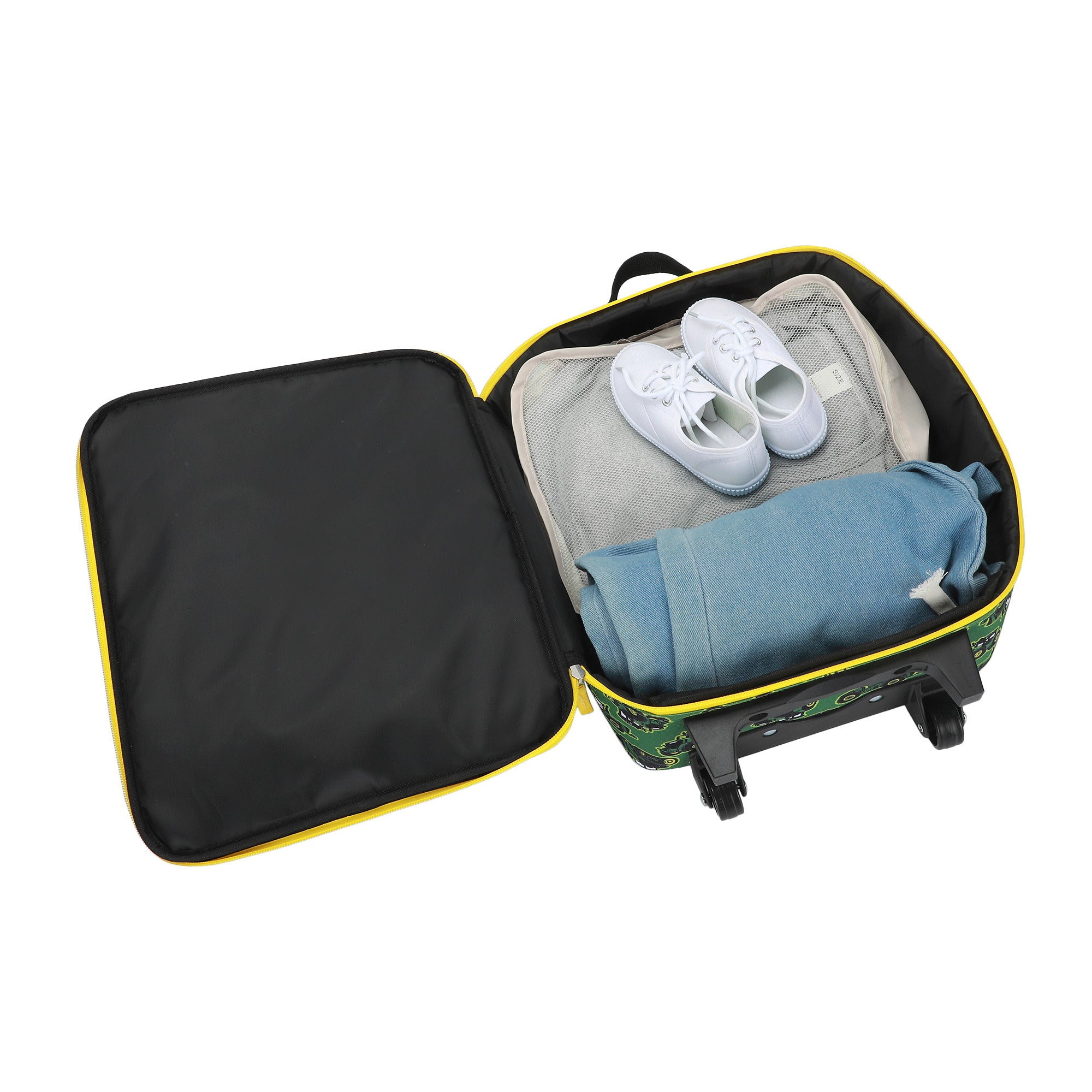 John Deere 4-Piece 14" Pilot Case Luggage Set for Kids, Green/Yellow Travel Set