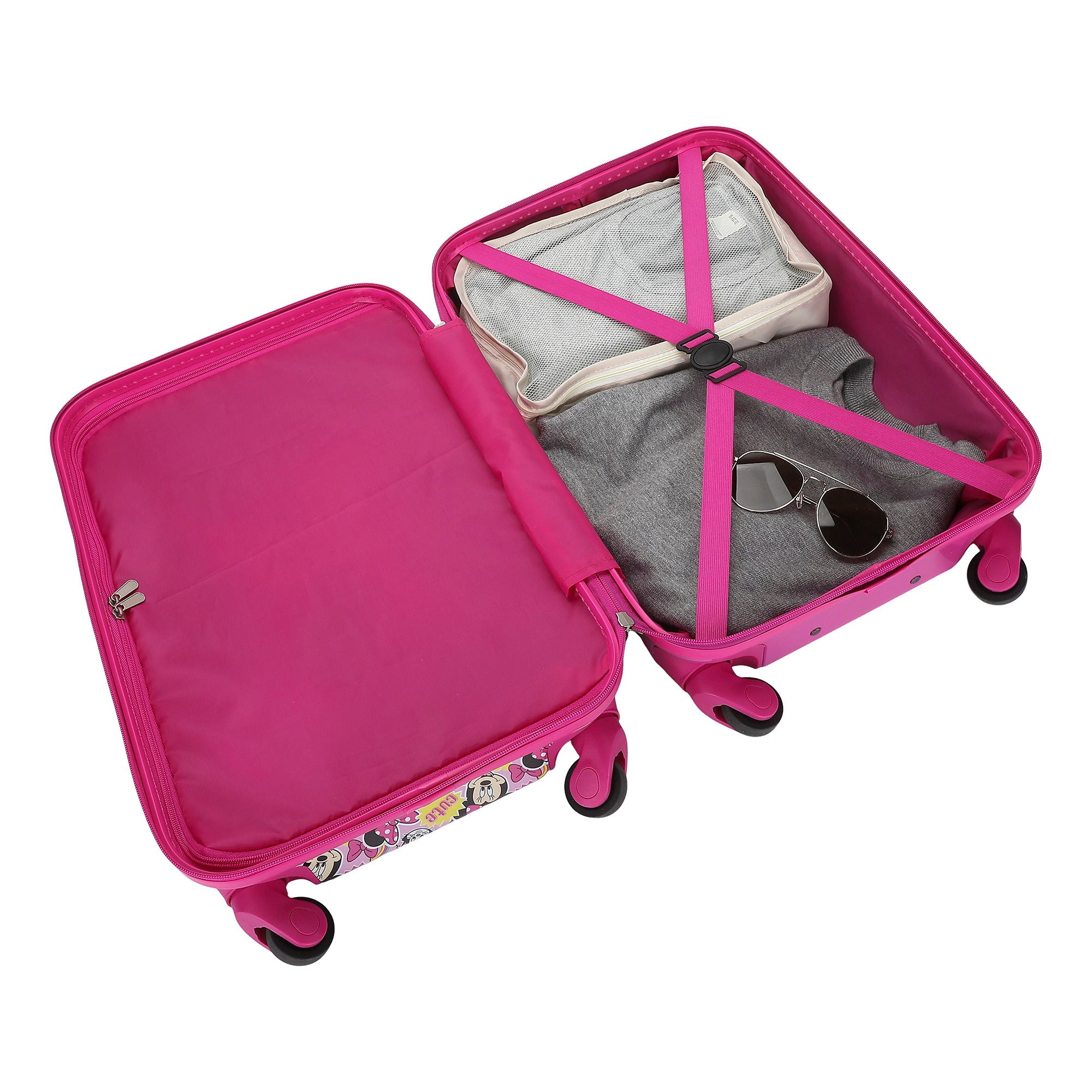 Minnie Mouse Classic 4-Wheel 20" Kids Luggage Suitcase for Travel & Adventures, Pink/Multicolor