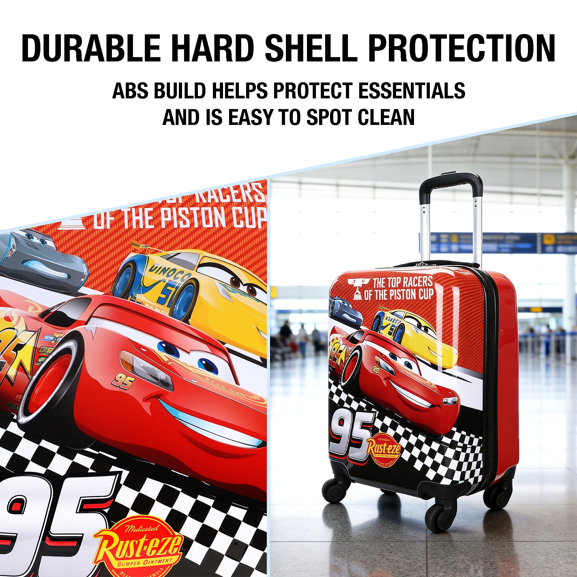 Cars Kids 4-Wheel ABS Printed Suitcase for Travel