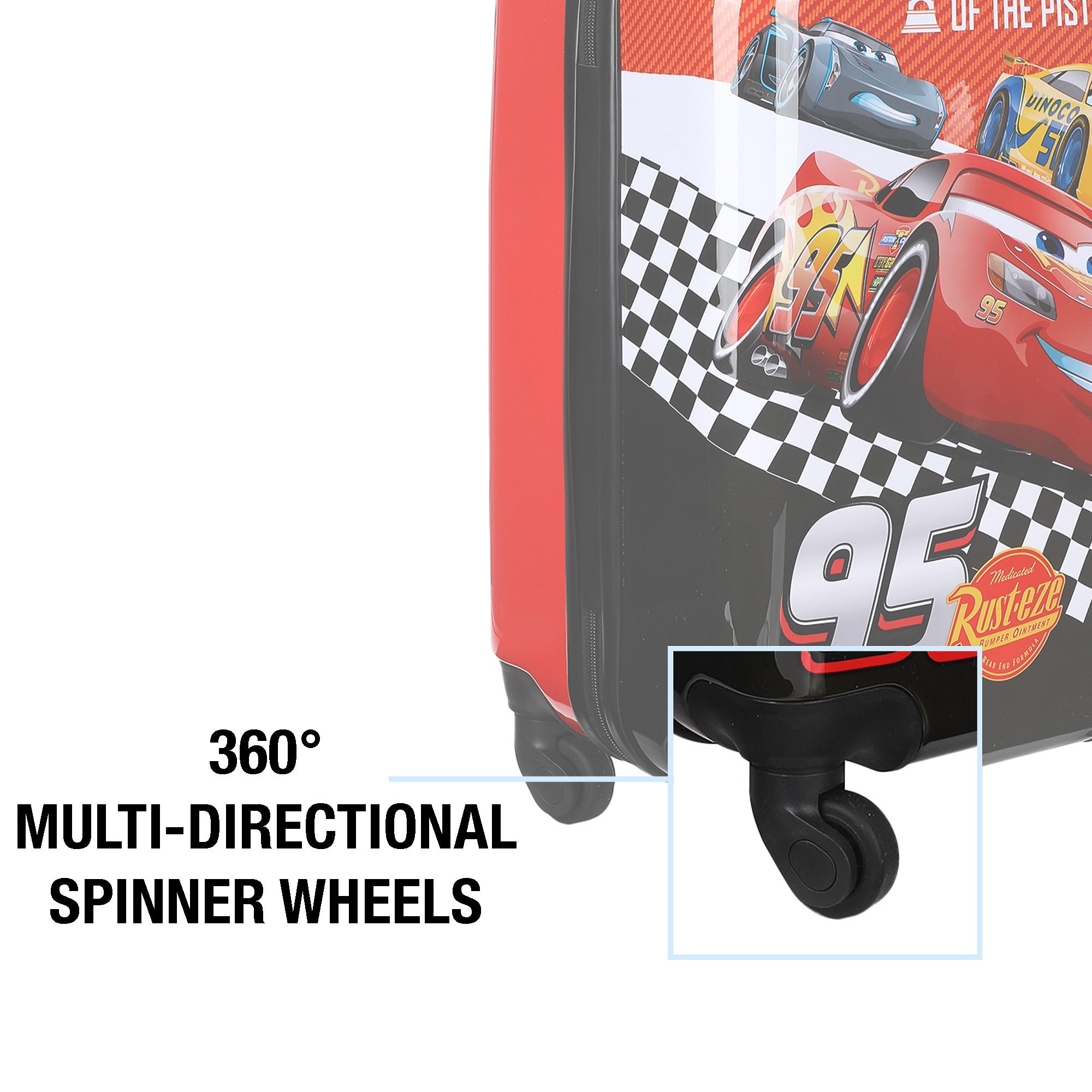 Cars Kids 4-Wheel ABS Printed Suitcase for Travel