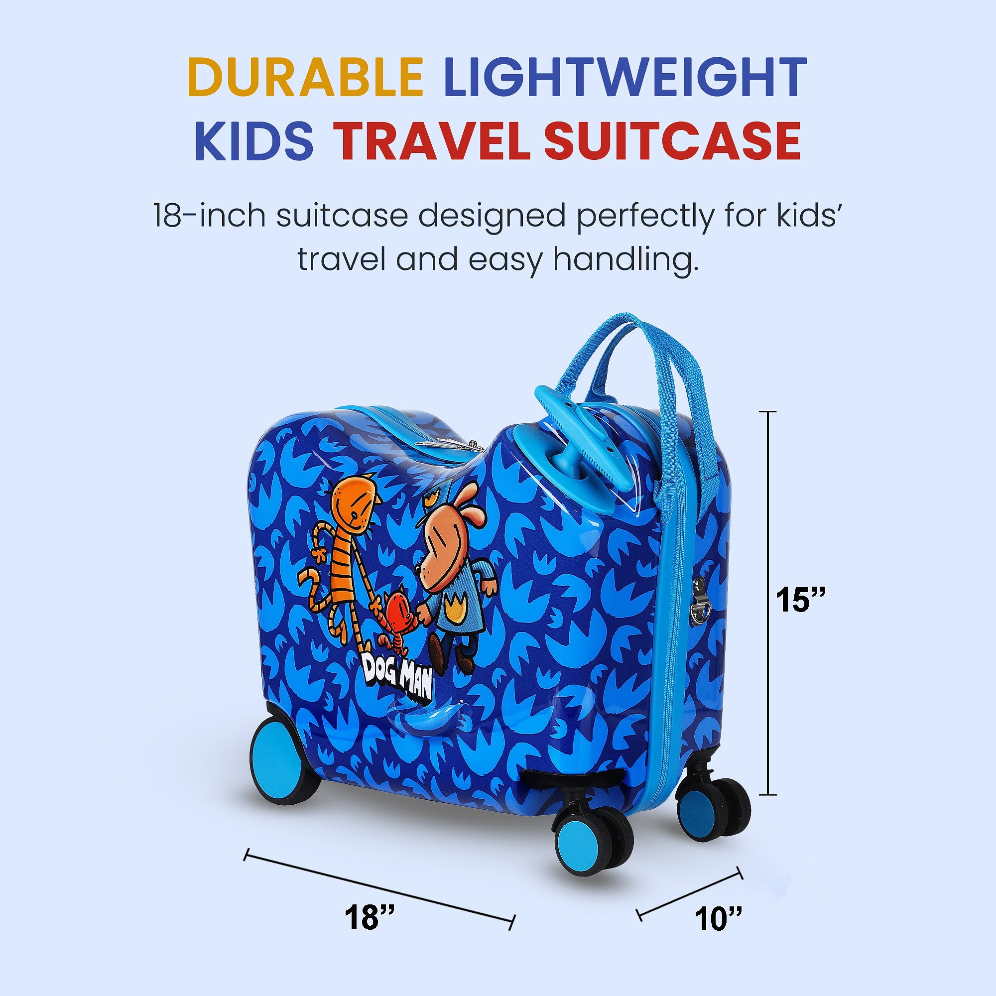 Dog Man Hard Shell Kids Ride-On Suitcase, 15-Inch Luggage