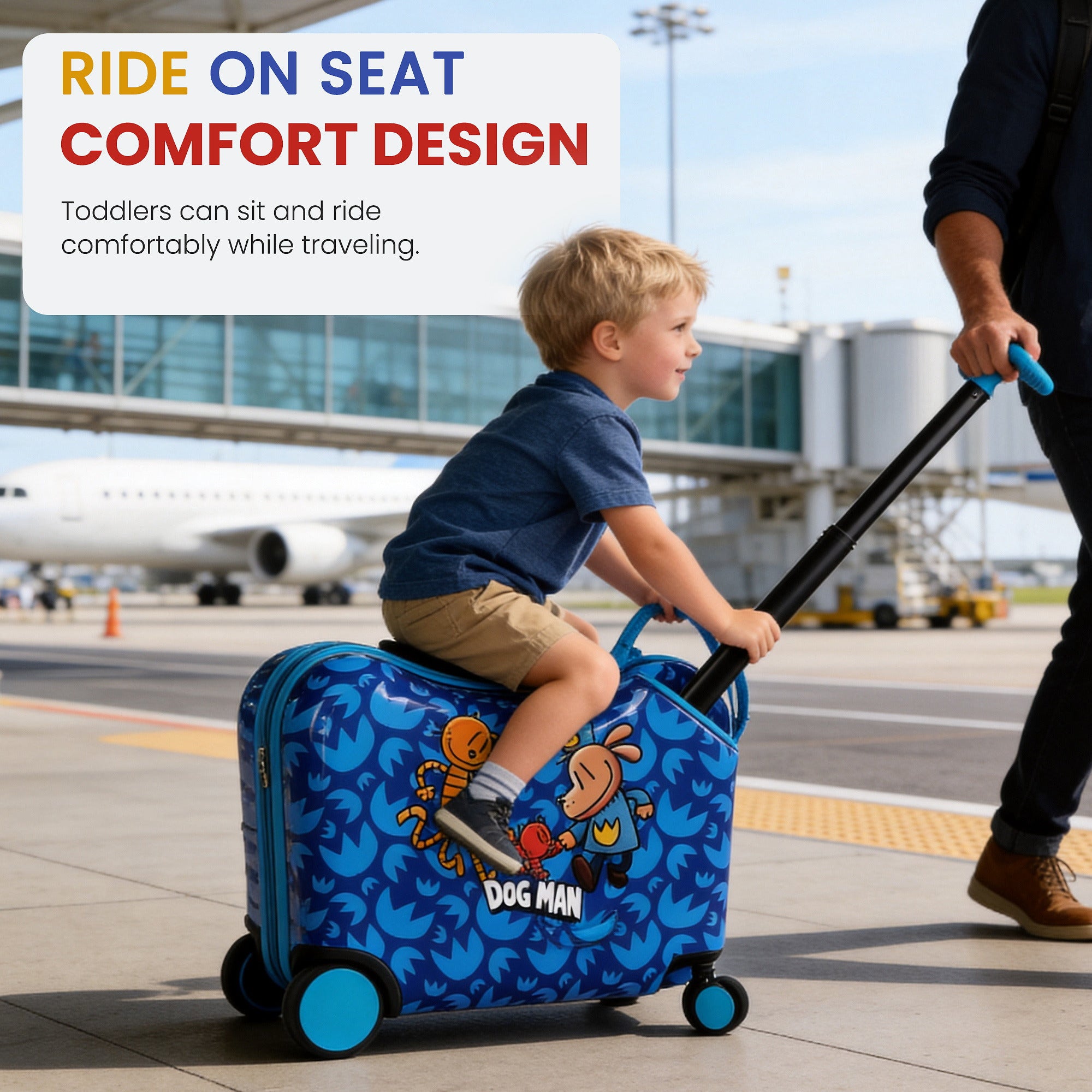 Dog Man Hard Shell Kids Ride-On Suitcase, 15-Inch Luggage