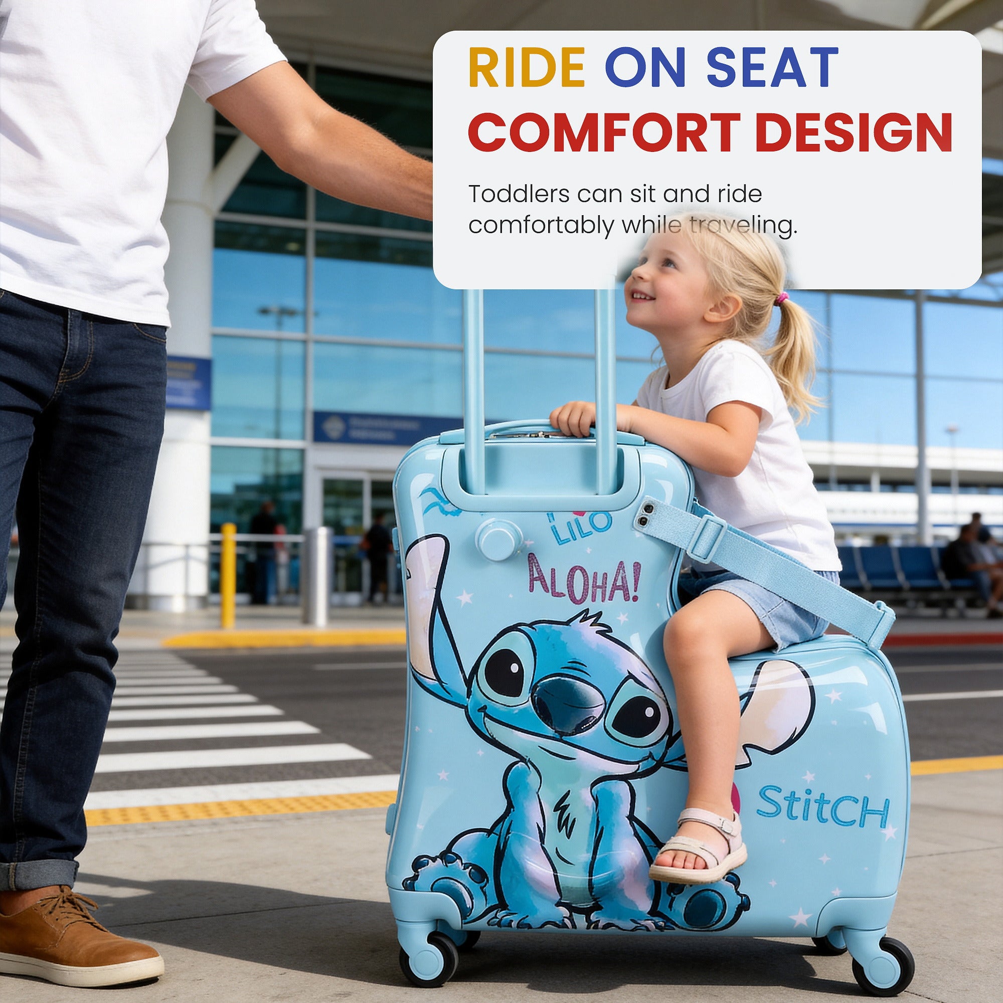 Lilo & Stitch Kids Ride-On Hard-Shell 22-Inch Luggage for Travel