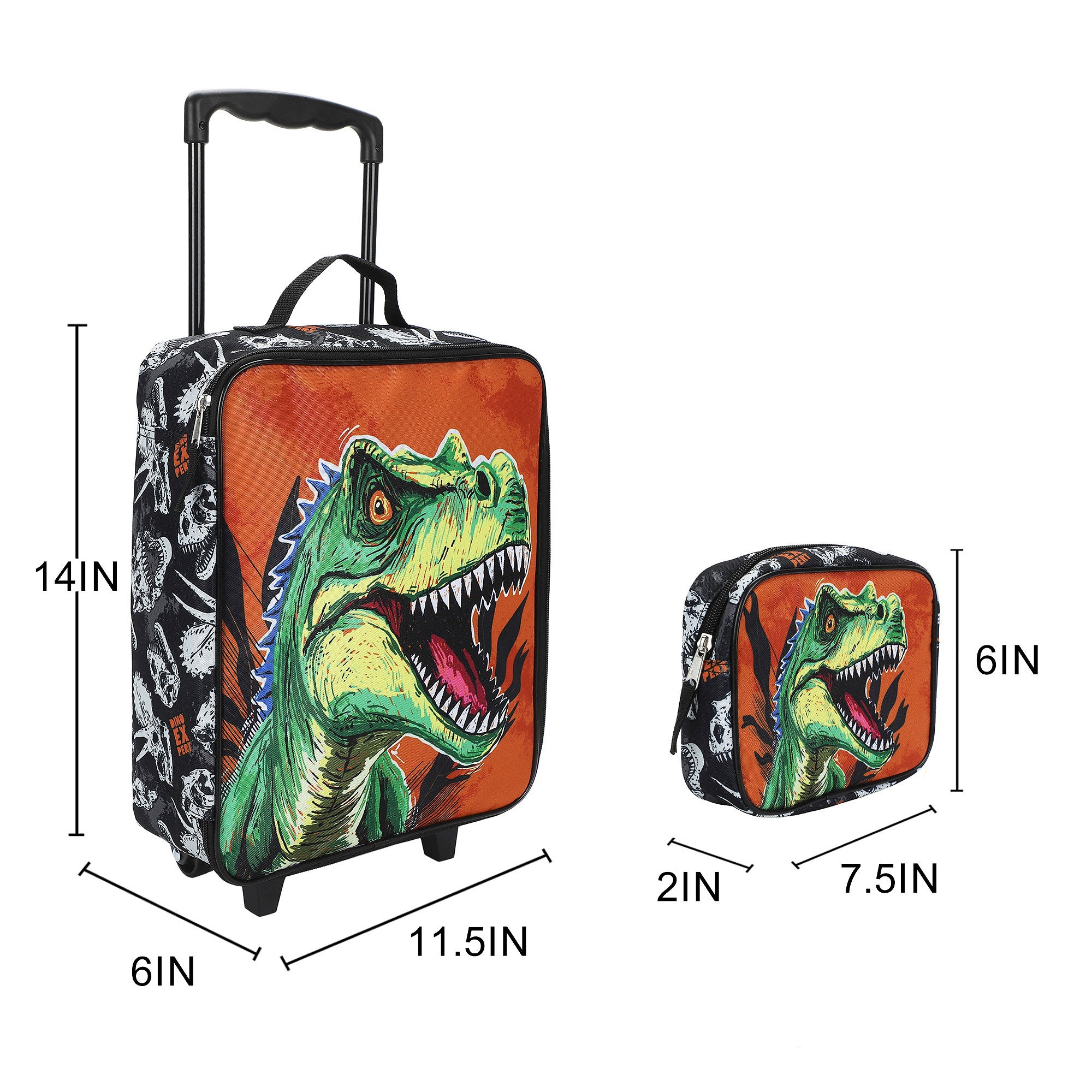 Dinosaur Kids 14" Pilot Case Set with Duffle, Utility Case & Luggage Tag for Travel