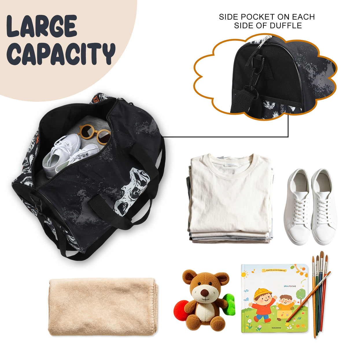 Dinosaur Kids 14" Pilot Case Set with Duffle, Utility Case & Luggage Tag for Travel