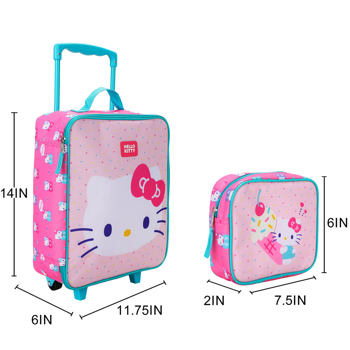 Hello Kitty Kids' 4-Piece Travel Set With Suitcase, Duffle Bag, Toiletries Case, and Luggage Tag