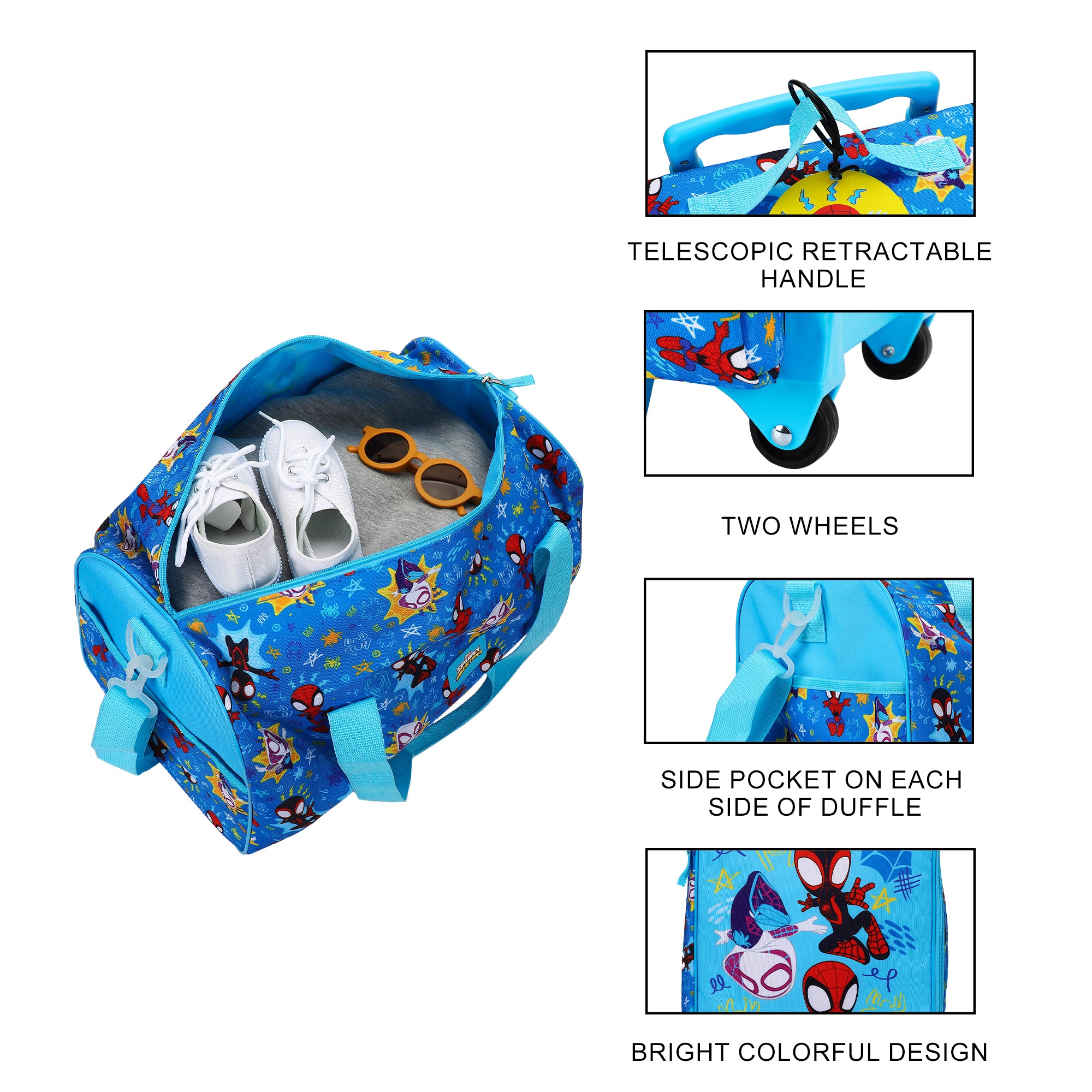 Spidey And His Amazing Friends Kids' 4-Piece Travel Set With Suitcase, Duffle Bag, Toiletries Case, and Luggage Tag
