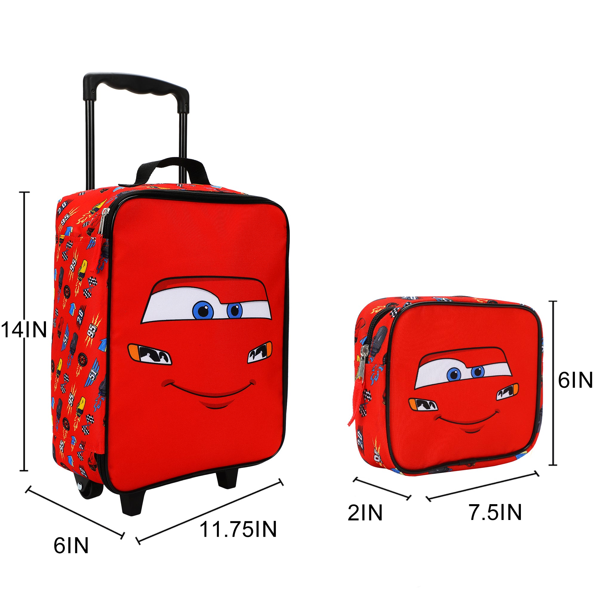 Cars Lightning McQueen Kids' 4-Piece Travel Set With Suitcase, Duffle Bag, Toiletries Case, and Luggage Tag