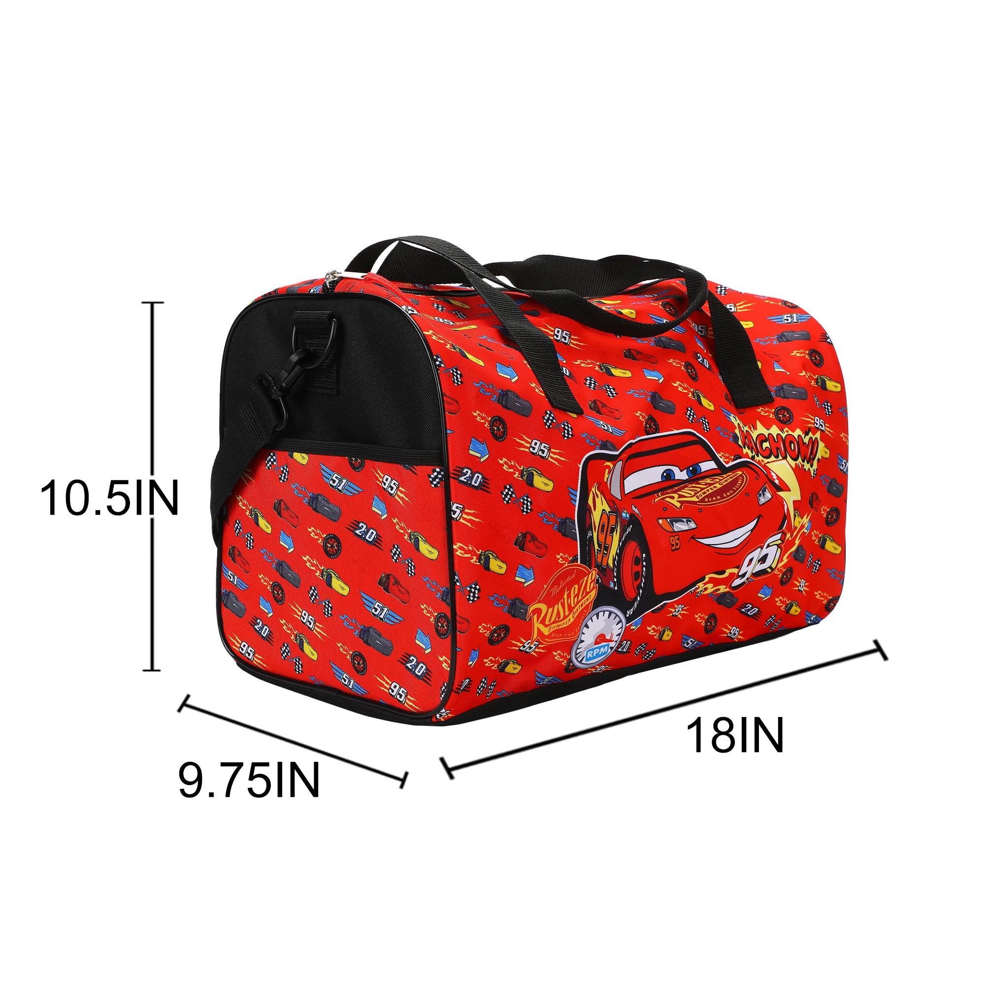 Cars Lightning McQueen Kids' 4-Piece Travel Set With Suitcase, Duffle Bag, Toiletries Case, and Luggage Tag