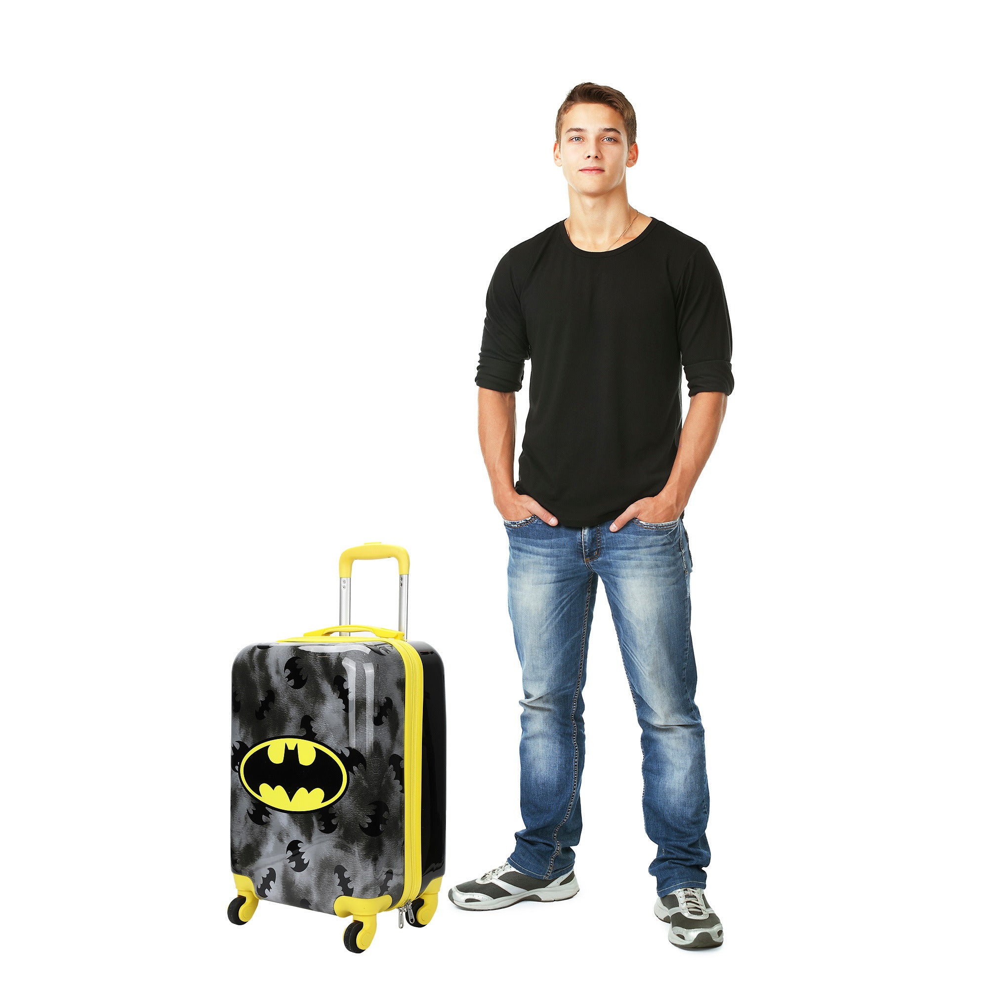 Batman Core Adult 4-Wheel ABS 20" Suitcase Luggage for Travel, Black/Yellow