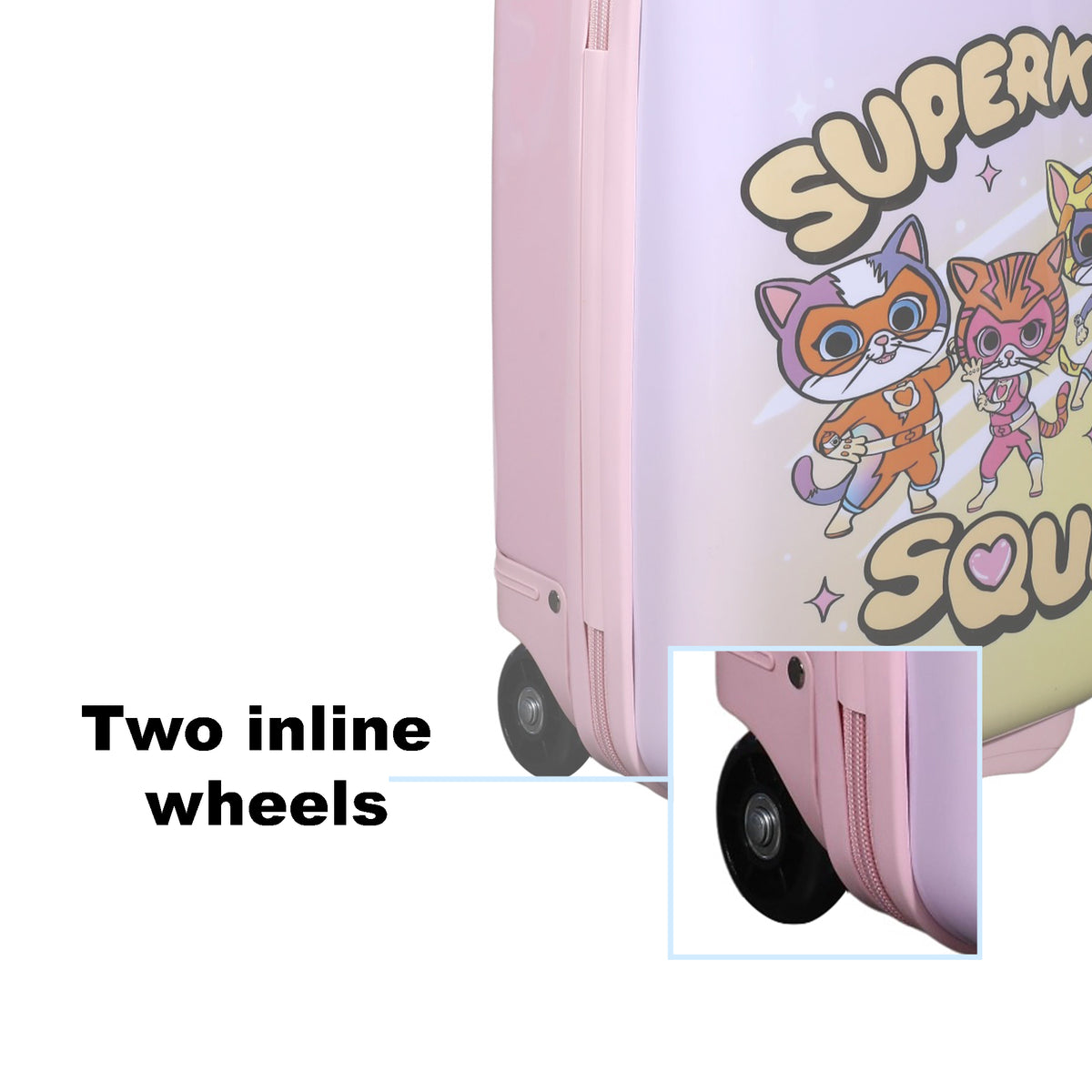 Superkitties Kids Pink 2-Wheel ABS Suitcase for Travel