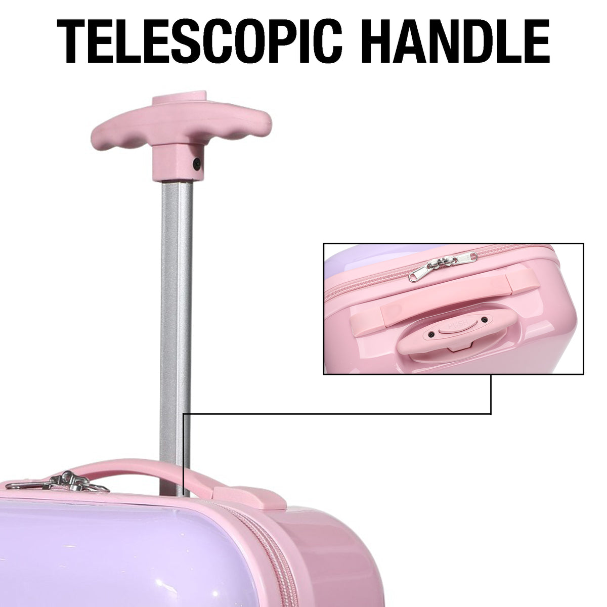 Superkitties Kids Pink 2-Wheel ABS Suitcase for Travel