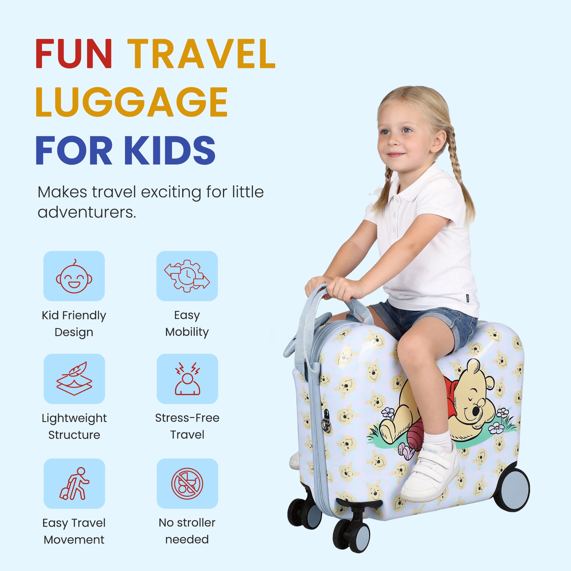 Winnie The Pooh Ride On Luggage For Kids Travel