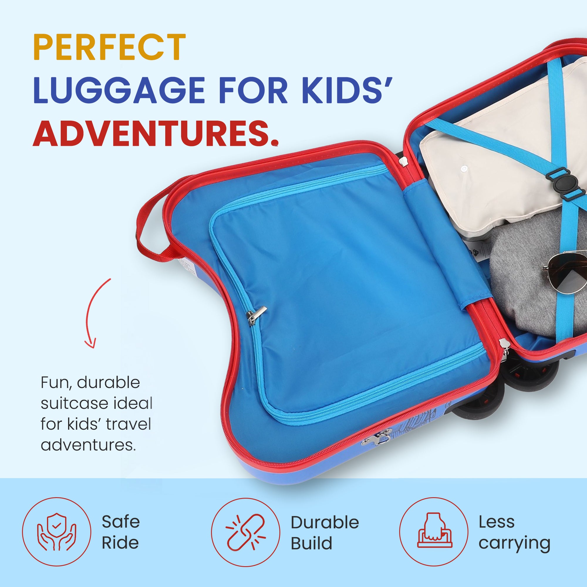 Superman Ride-On Kids Luggage, 2.5-Inch for Young Travelers