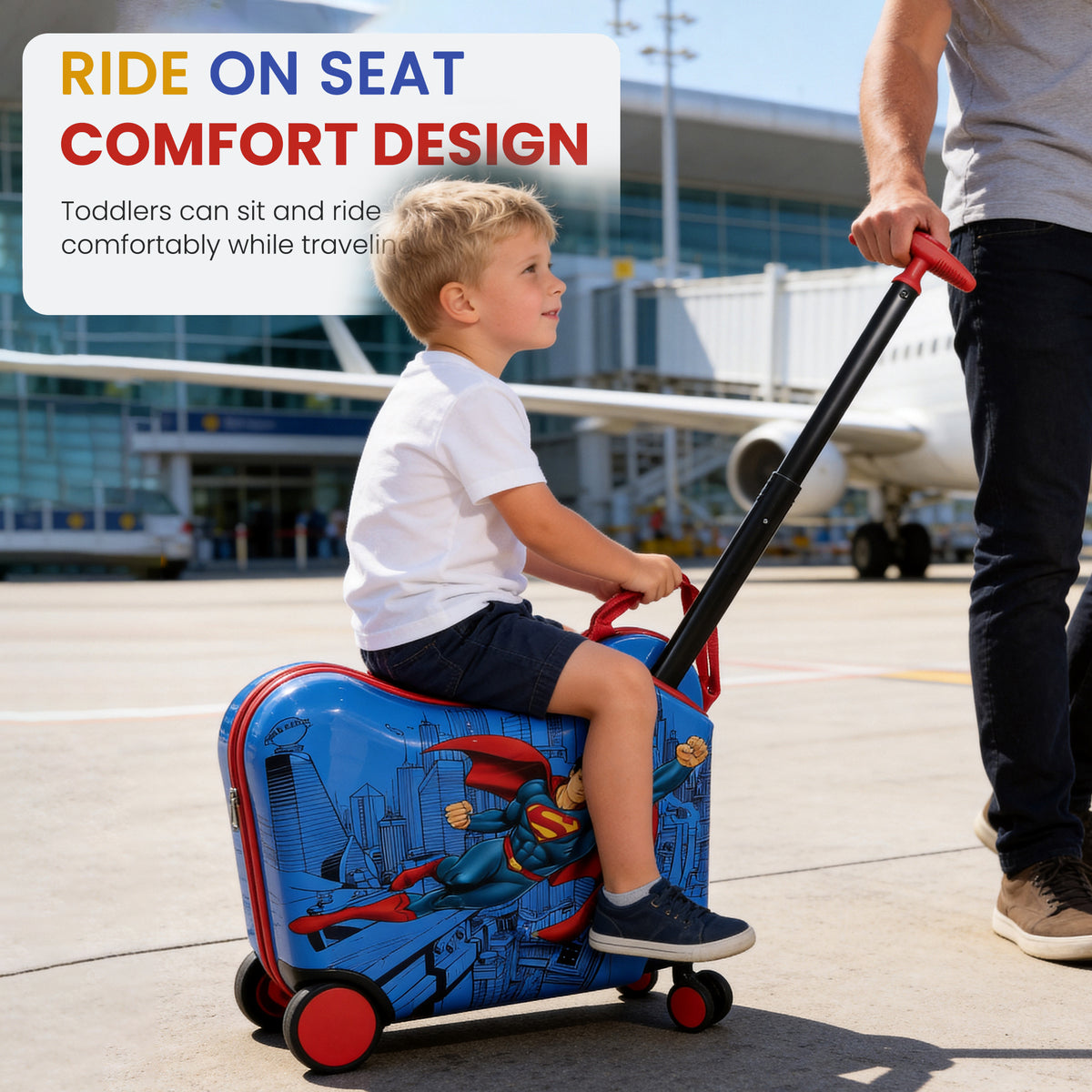 Superman Ride-On Kids Luggage, 2.5-Inch for Young Travelers