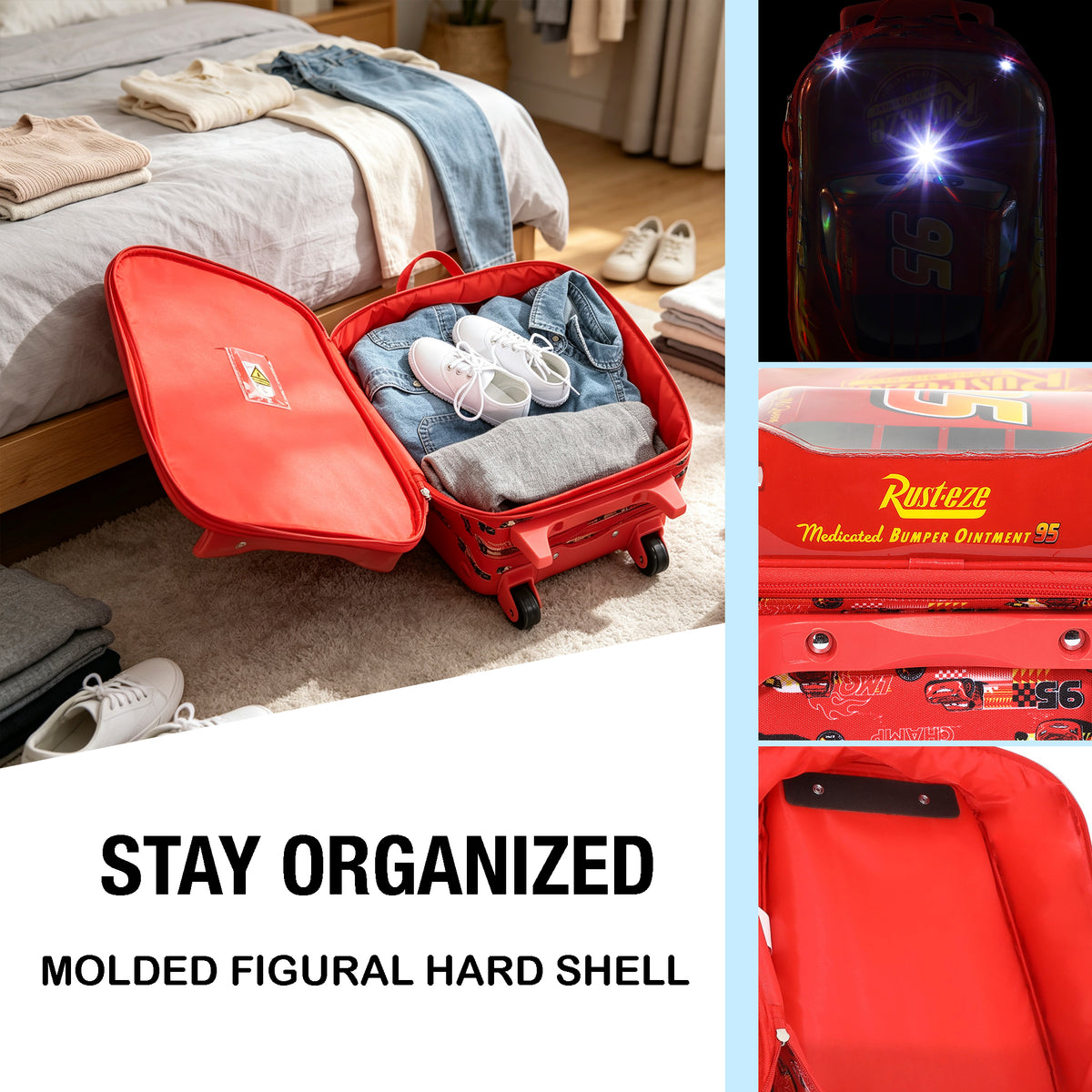 Cars Lightning McQueen 16" Hard-Shell Luggage For Kids Travel