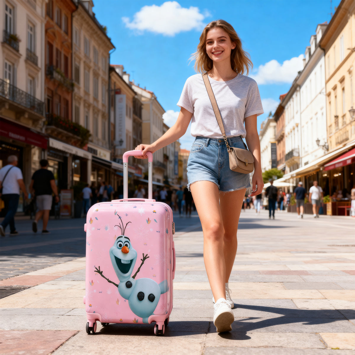 Frozen Olaf Pink Kids Luggage for Travel and School Trips