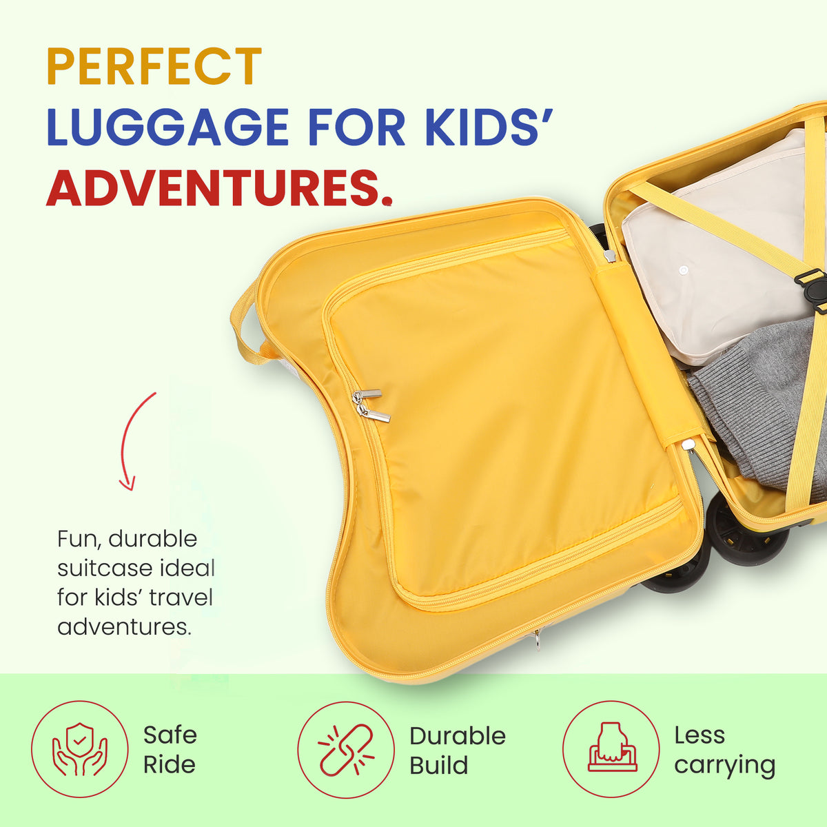 School Bus Ride On Kids Luggage Yellow Rolling Travel Bag