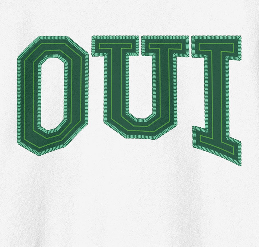 French Oui Adult White Crew Neck Sweatshirt