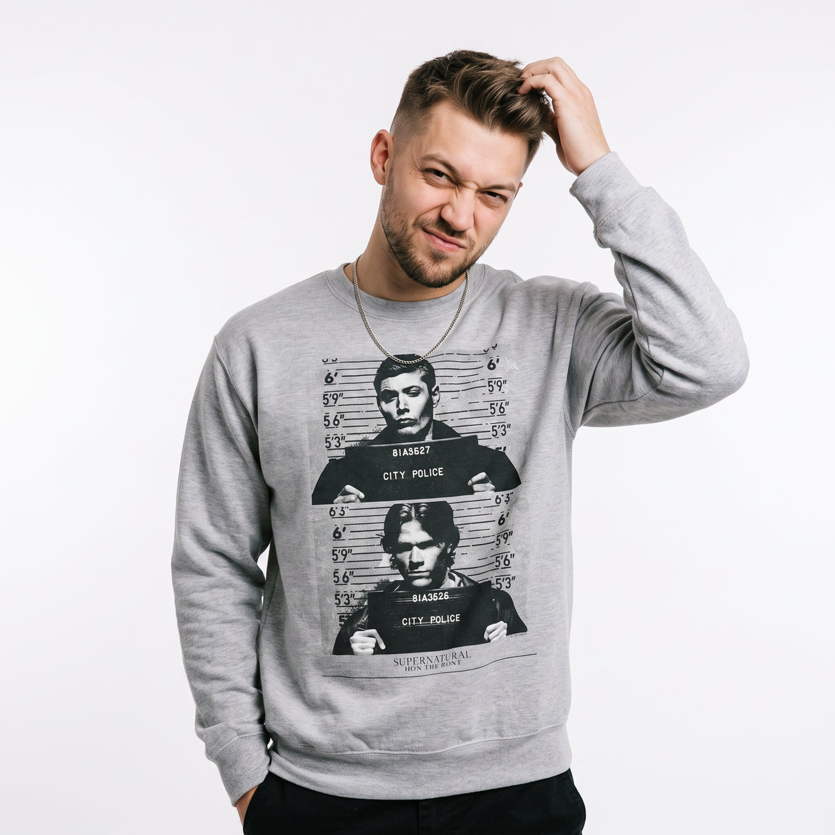 Supernatural Sam & Dean Mugshots Sweatshirt for Adults