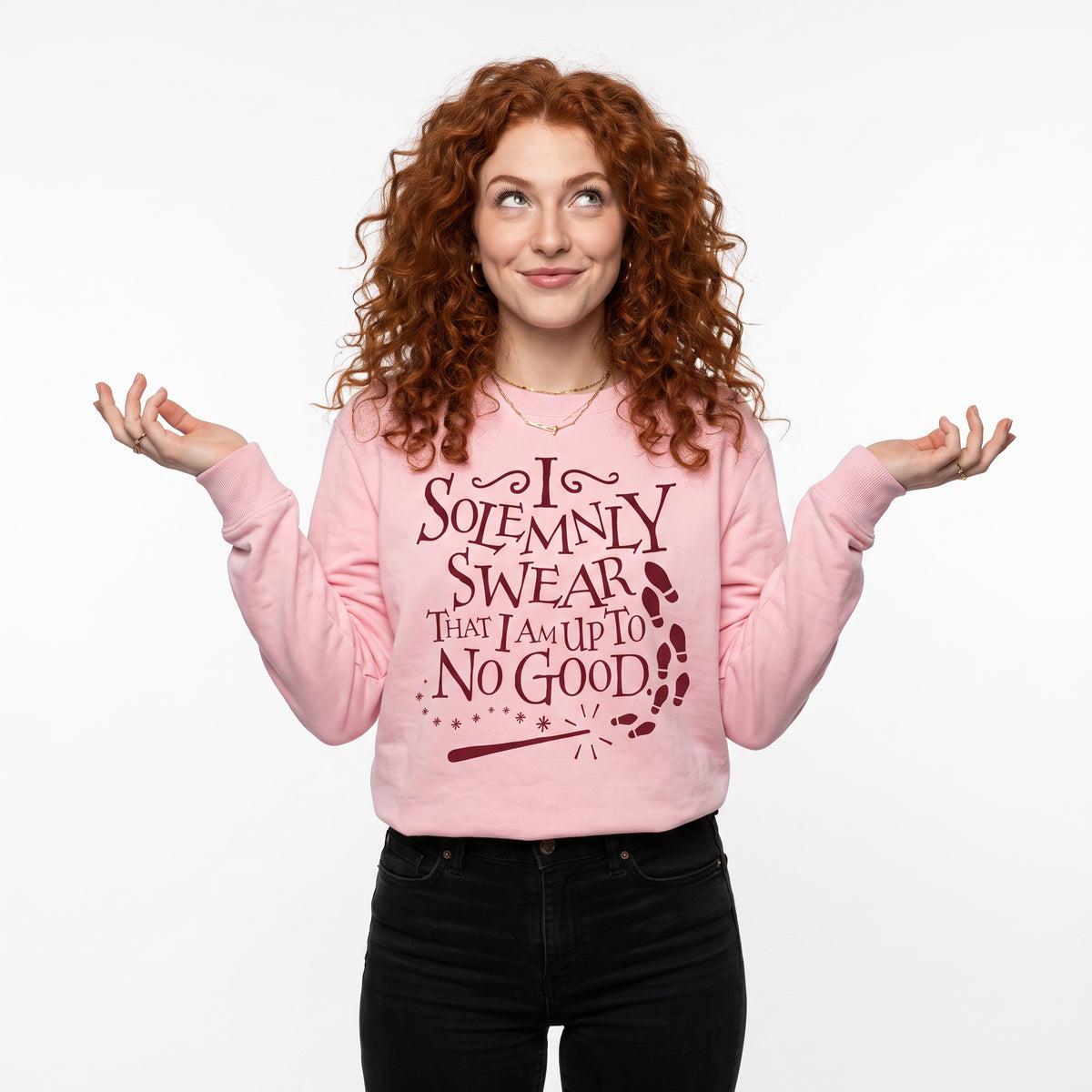 Harry Potter I Solemnly Swear Sweatshirt for Adults in Light Pink