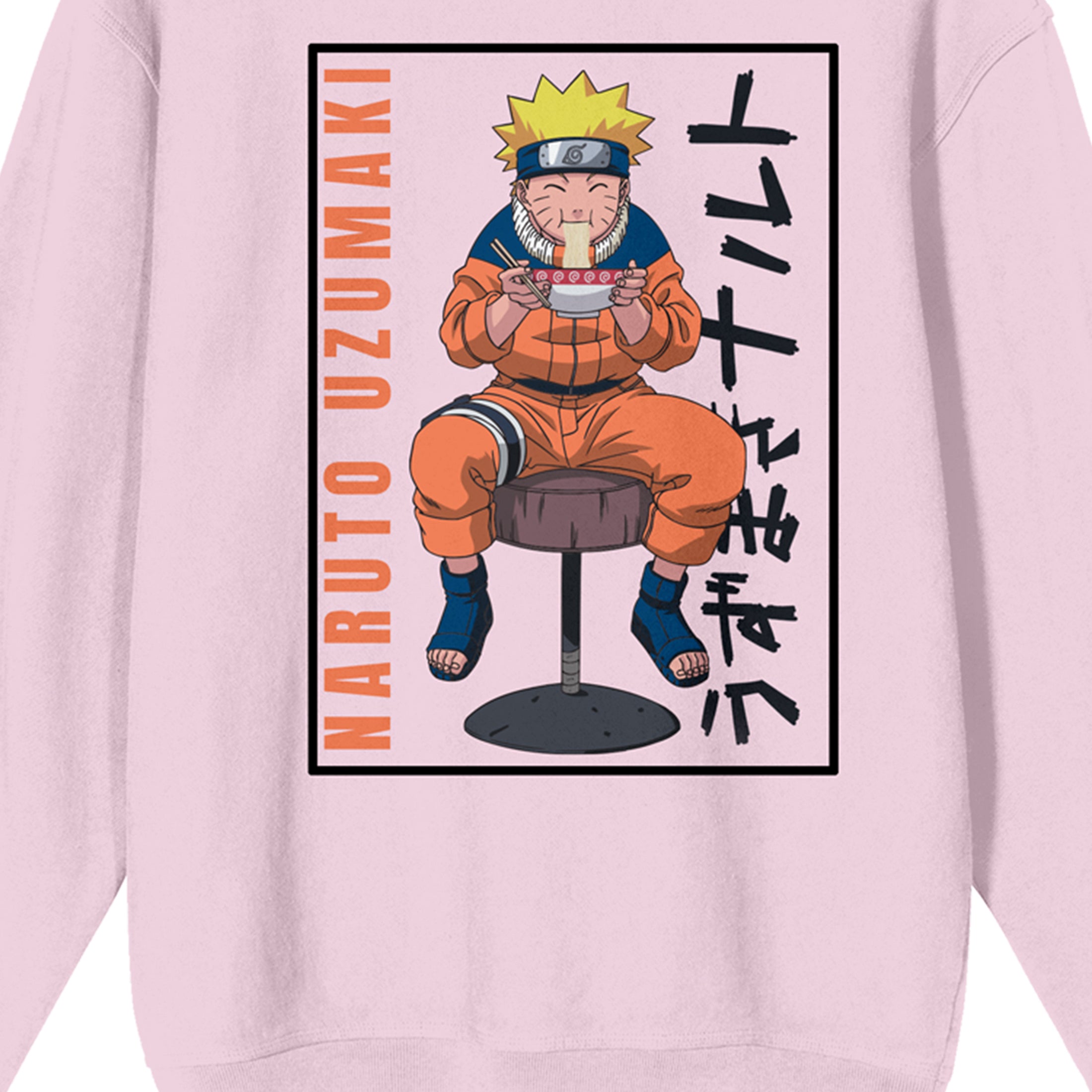 Naruto Classic Eating Ramen Crew Neck Long Sleeve Cradle Pink Women's Sweatshirt