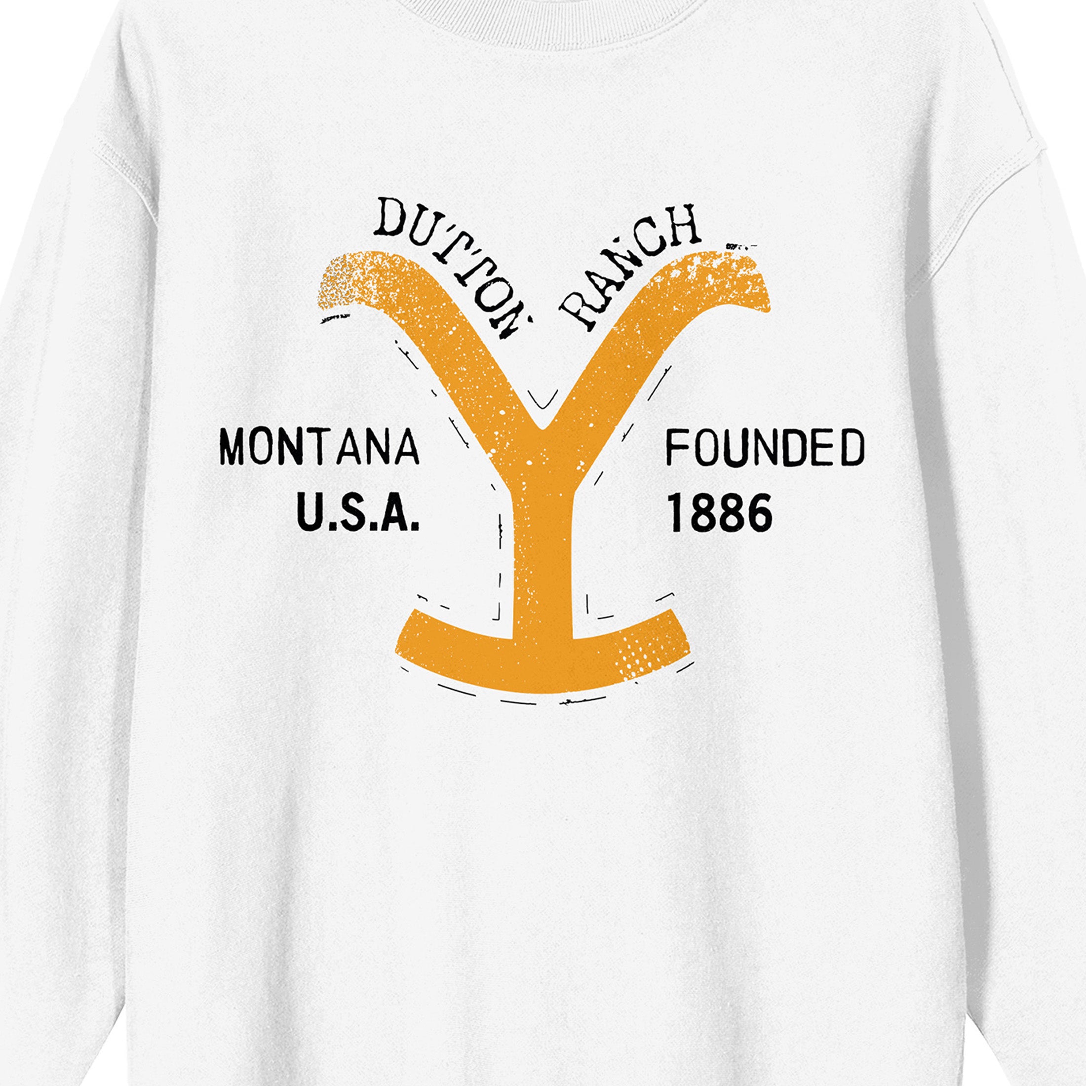 Yellowstone Dutton Ranch Y Logo Crew Neck Long Sleeve White Adult Sweatshirt