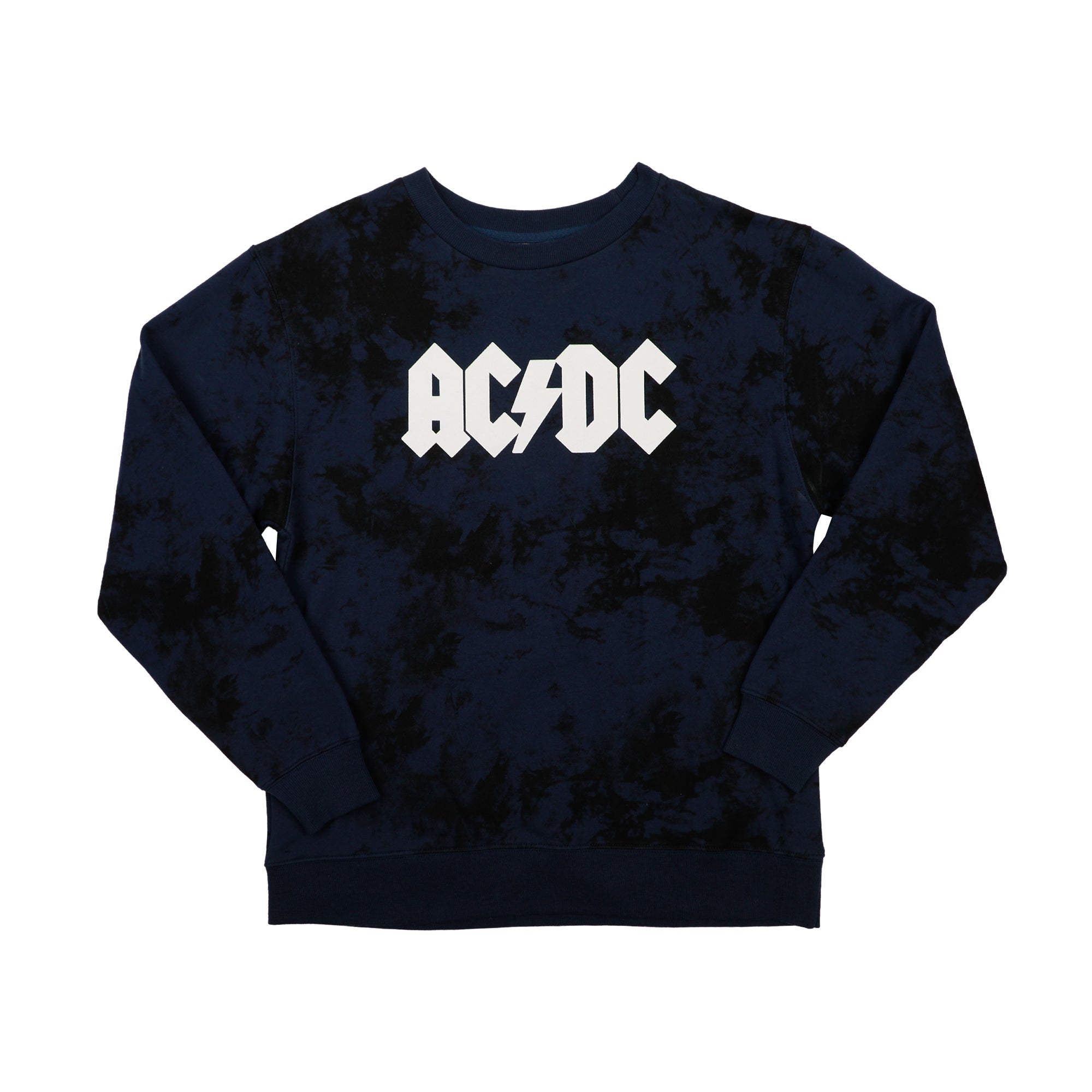 ACDC Guitar & Band Logo Crew Neck Long Sleeve Gray Women's Oversized Reversible Pullover Sweatshirt