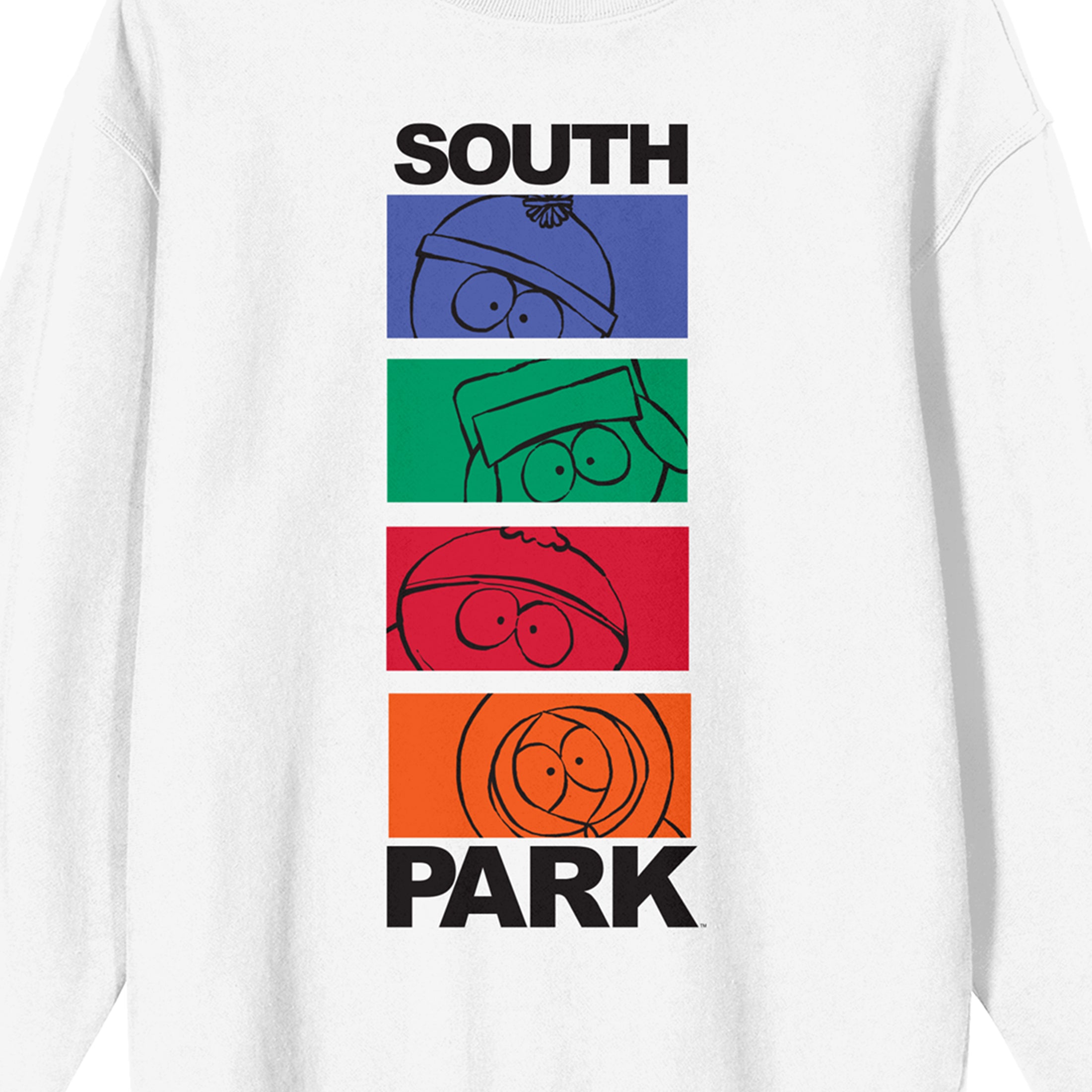 South Park Sketch Art Crew Neck Long Sleeve White Adult Sweatshirt