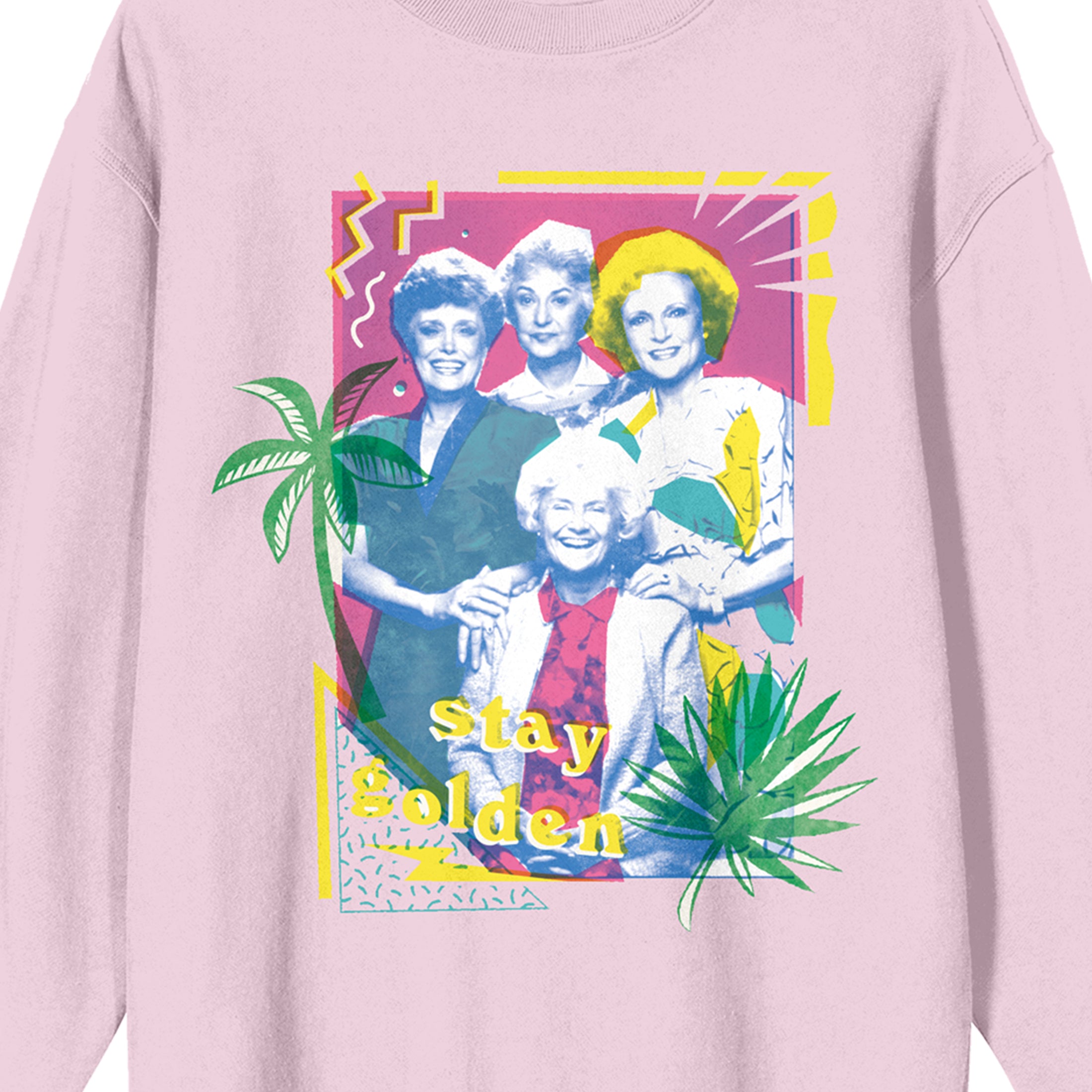 Golden Girls Pastel Art Crew Neck Long Sleeve Cradle Pink Women's Sweatshirt