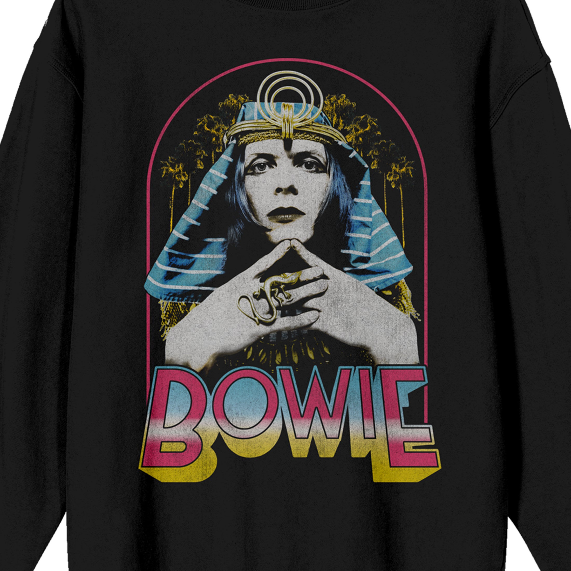 David Bowie Egyptian Style Adult Black Crew Neck Sweatshirt-Medium
