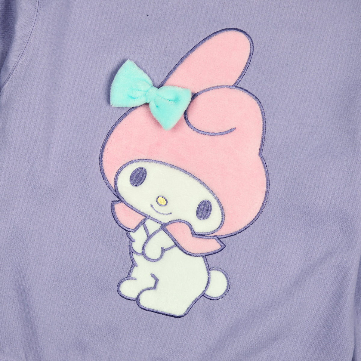 My Melody Big Face Plush Character Women's Purple Crew Neck Long Sleeve Oversized Fleece Sweatshirt