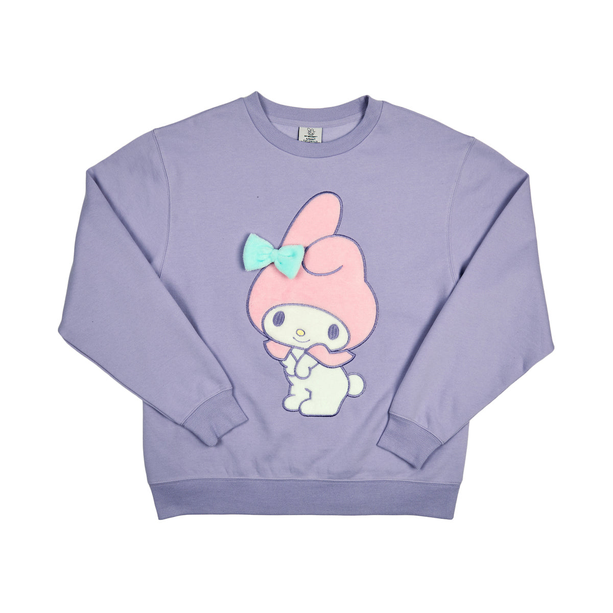 My Melody Big Face Plush Character Women's Purple Crew Neck Long Sleeve Oversized Fleece Sweatshirt