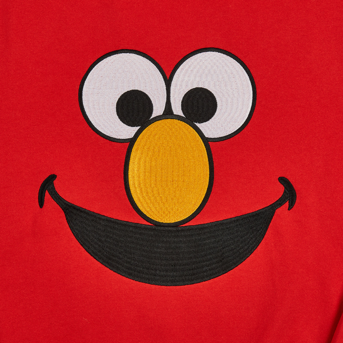 Sesame Street Big Face Elmo Red Crew Neck Long Sleeve Oversized Fleece Sweatshirt