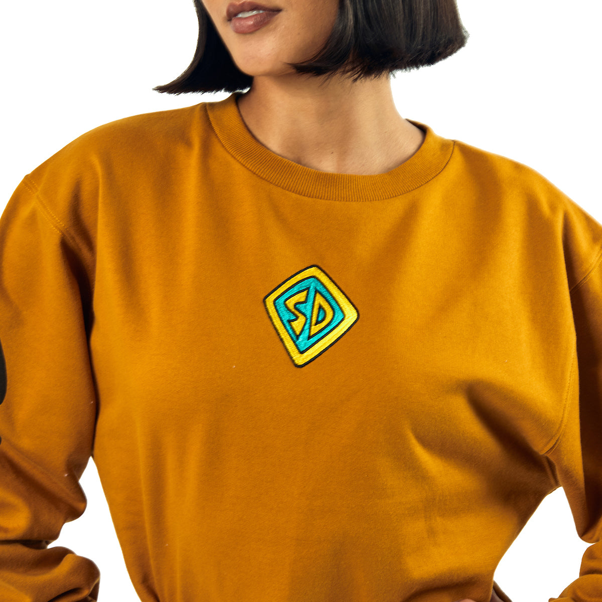 Scooby Doo Dog Tag & Spots Women's Brown Crew Neck Long Sleeve Oversized Fleece Sweatshirt