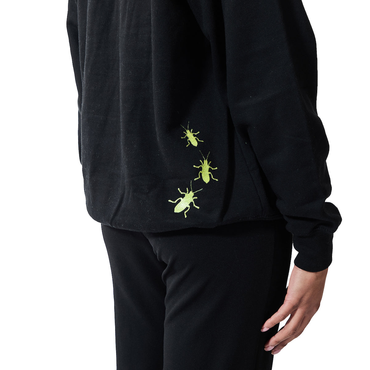 Beetlejuice Betelgeuse Scattered Name Women's Black Crew Neck Long Sleeve Sweatshirt