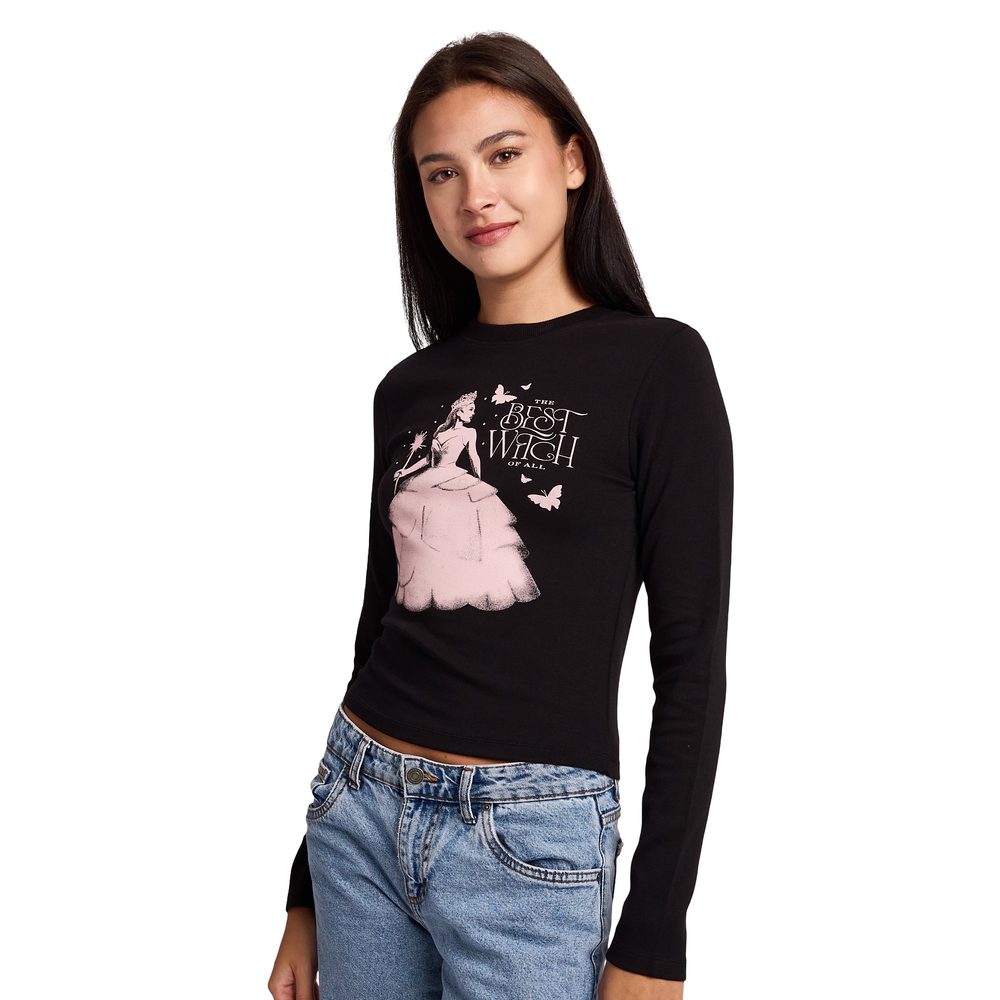 Wicked Glinda  Glinda Best Witch Women's Black Long Sleeve Baby Tee
