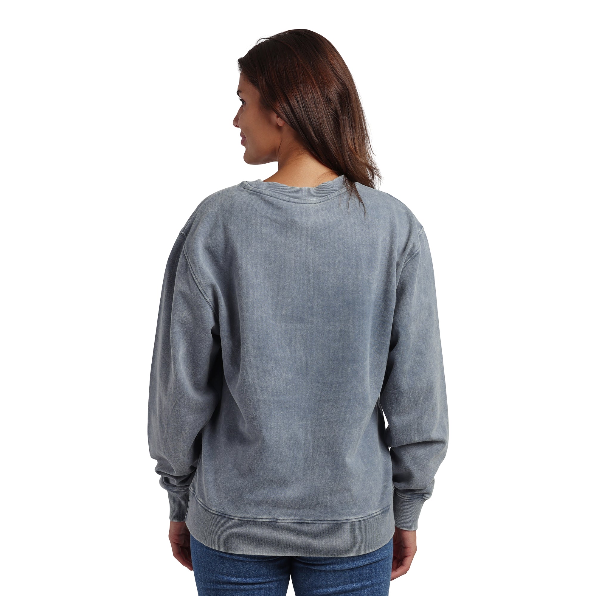 Coraline Logo Women’s Gray Mineral Wash Crew Neck Long Sleeve Sweatshirt