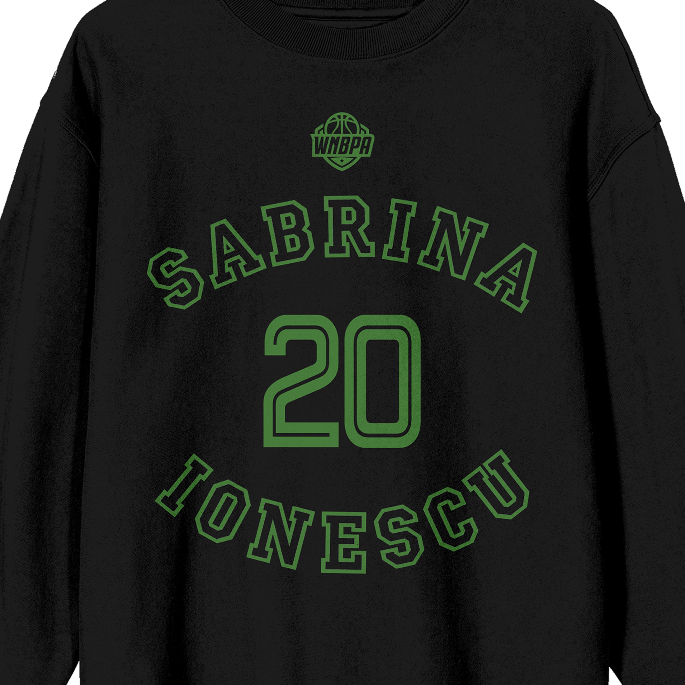 WNBPA Sabrina Ionescu 20 Women's Black Crew Neck Long Sleeve Sweatshirt