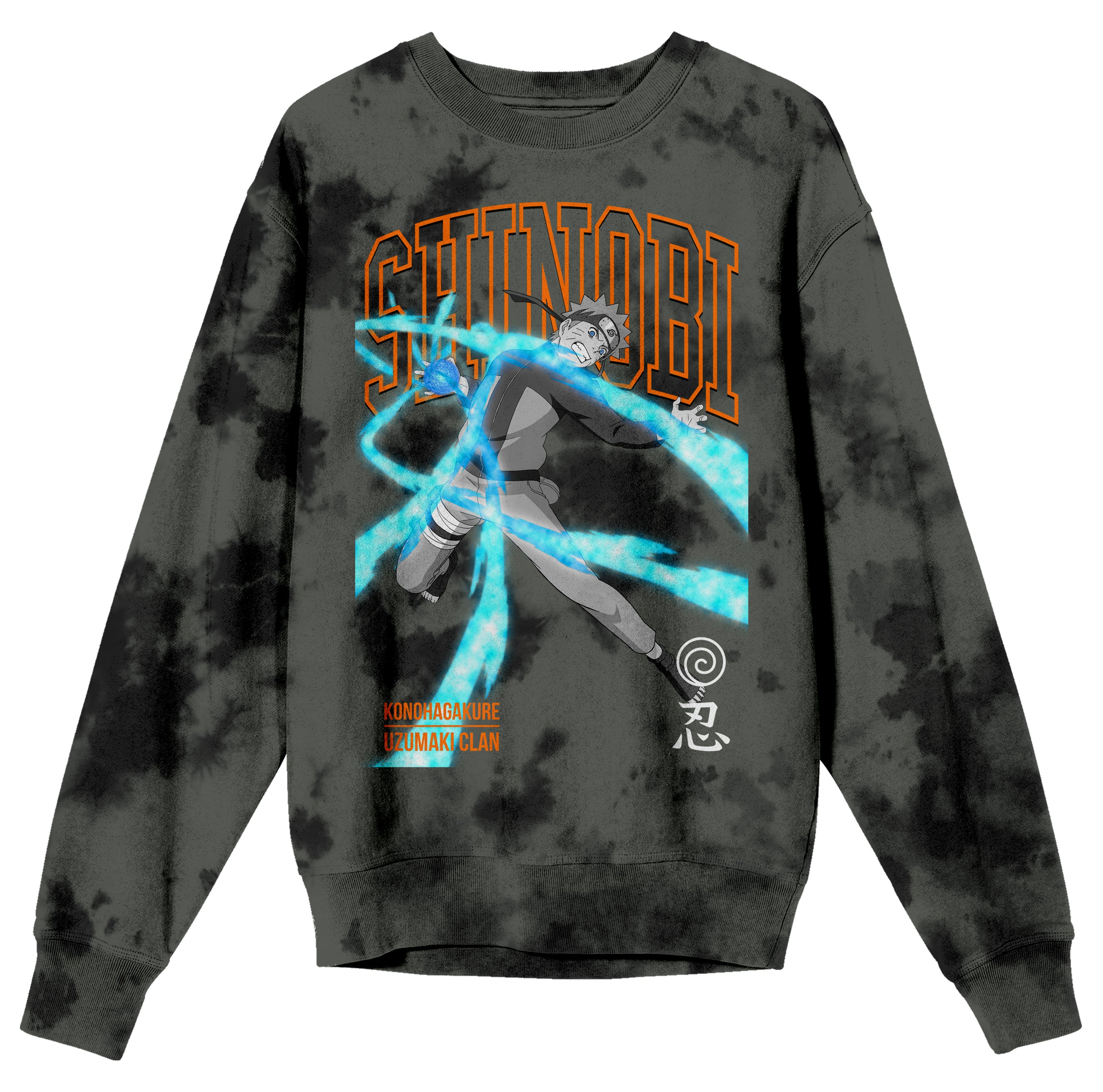 Naruto Shippuden Uzumaki Clan Shinobi Men's Olive Black Cloud Wash Sweatshirt