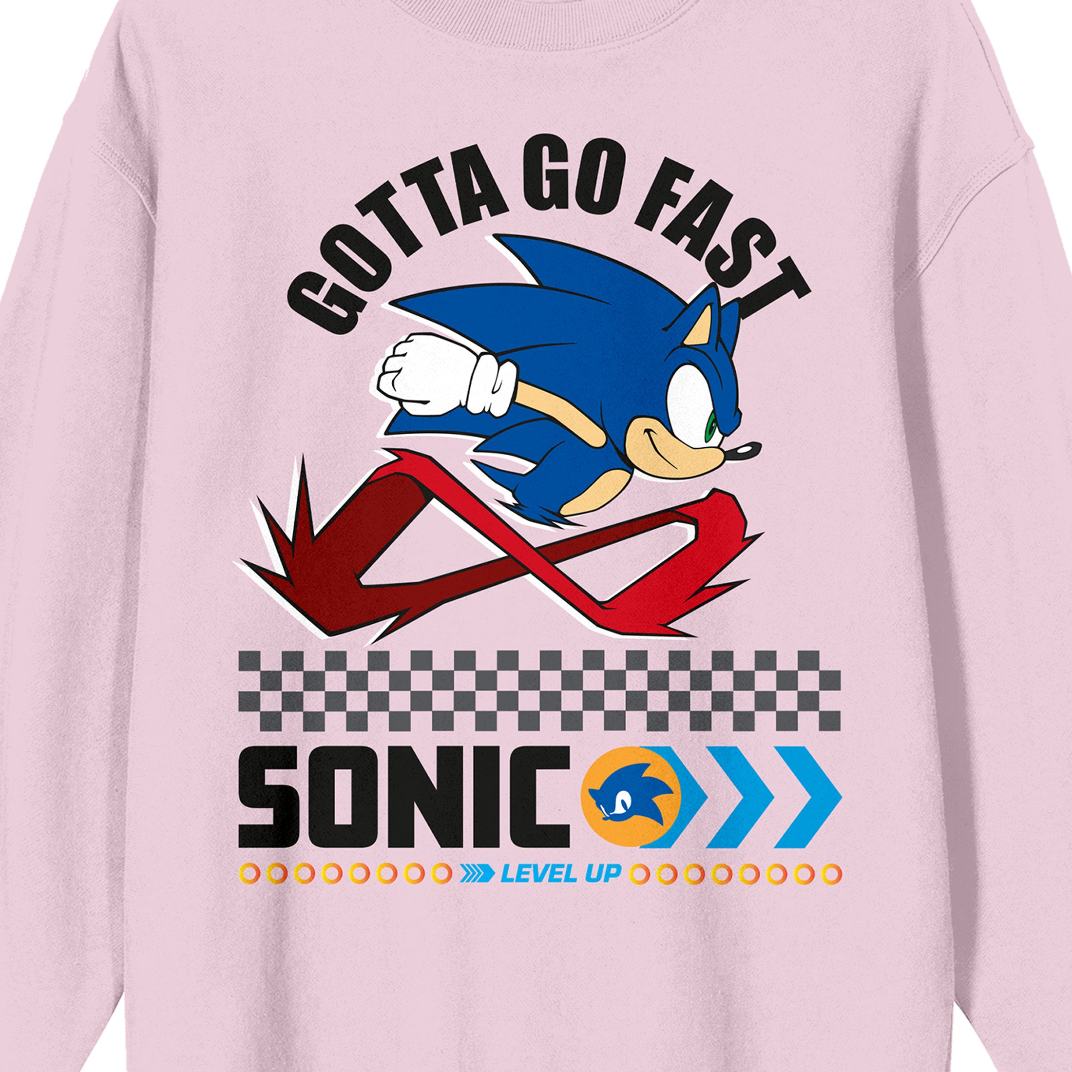 Sonic The Hedgehog Modern Gotta Go Fast Crew Neck Long Sleeve Cradle Pink Men's Sweatshirt