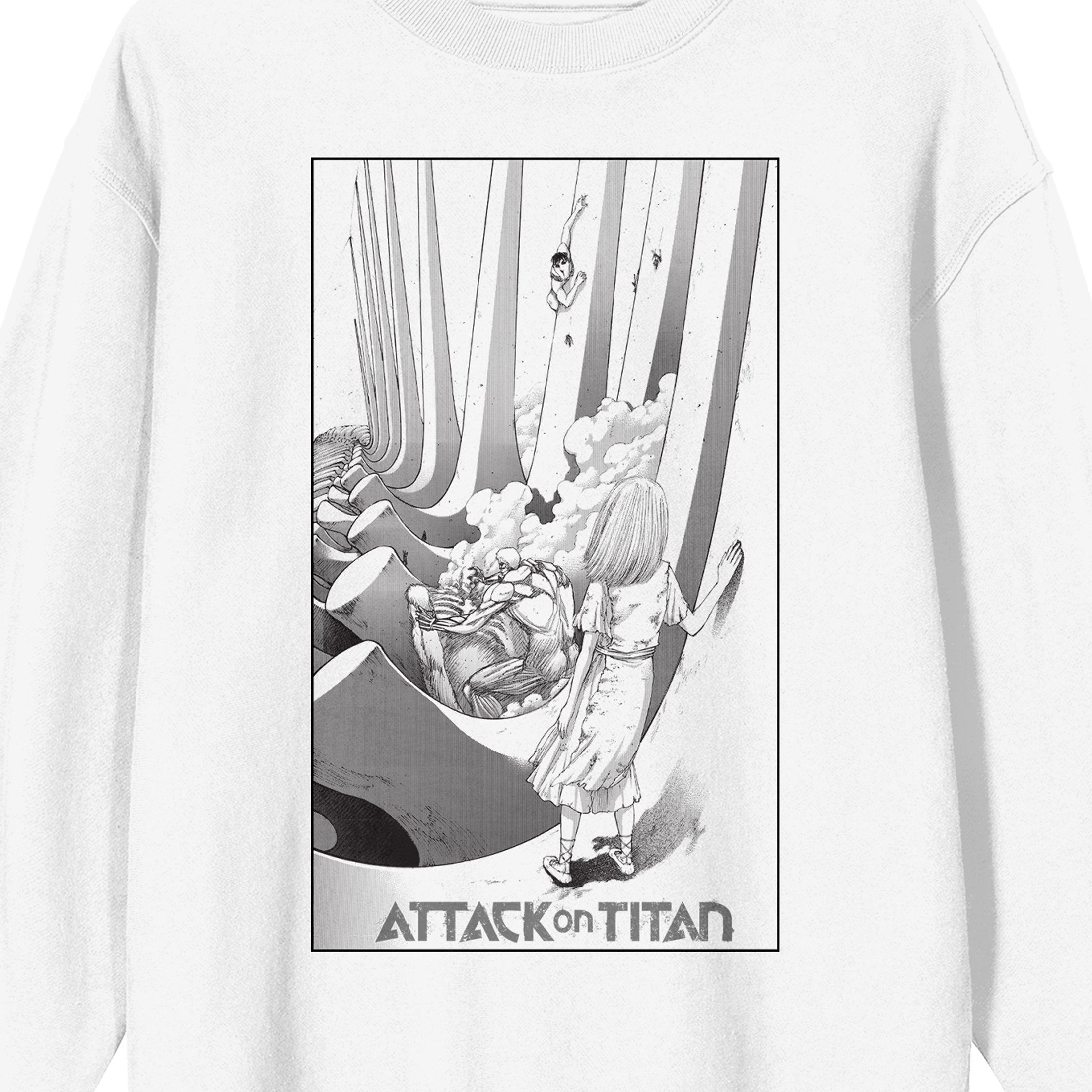 Attack On Titan Ymir Fritz Watching Titans Adult White Crew Neck Sweatshirt